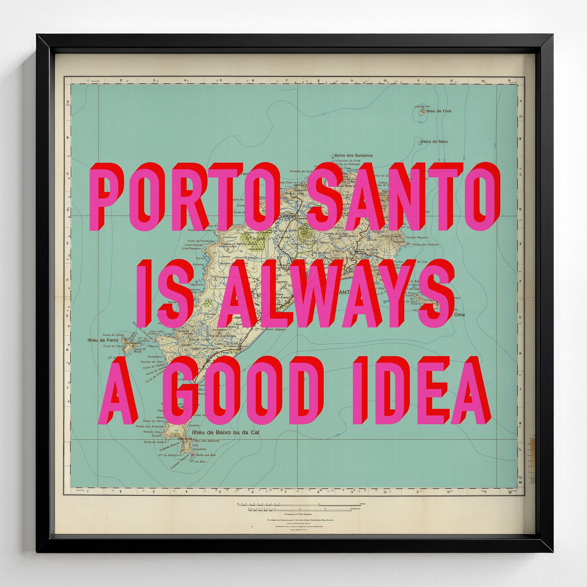 Porto Santo Retro Pop Art Map Print (square) - Magic Posters