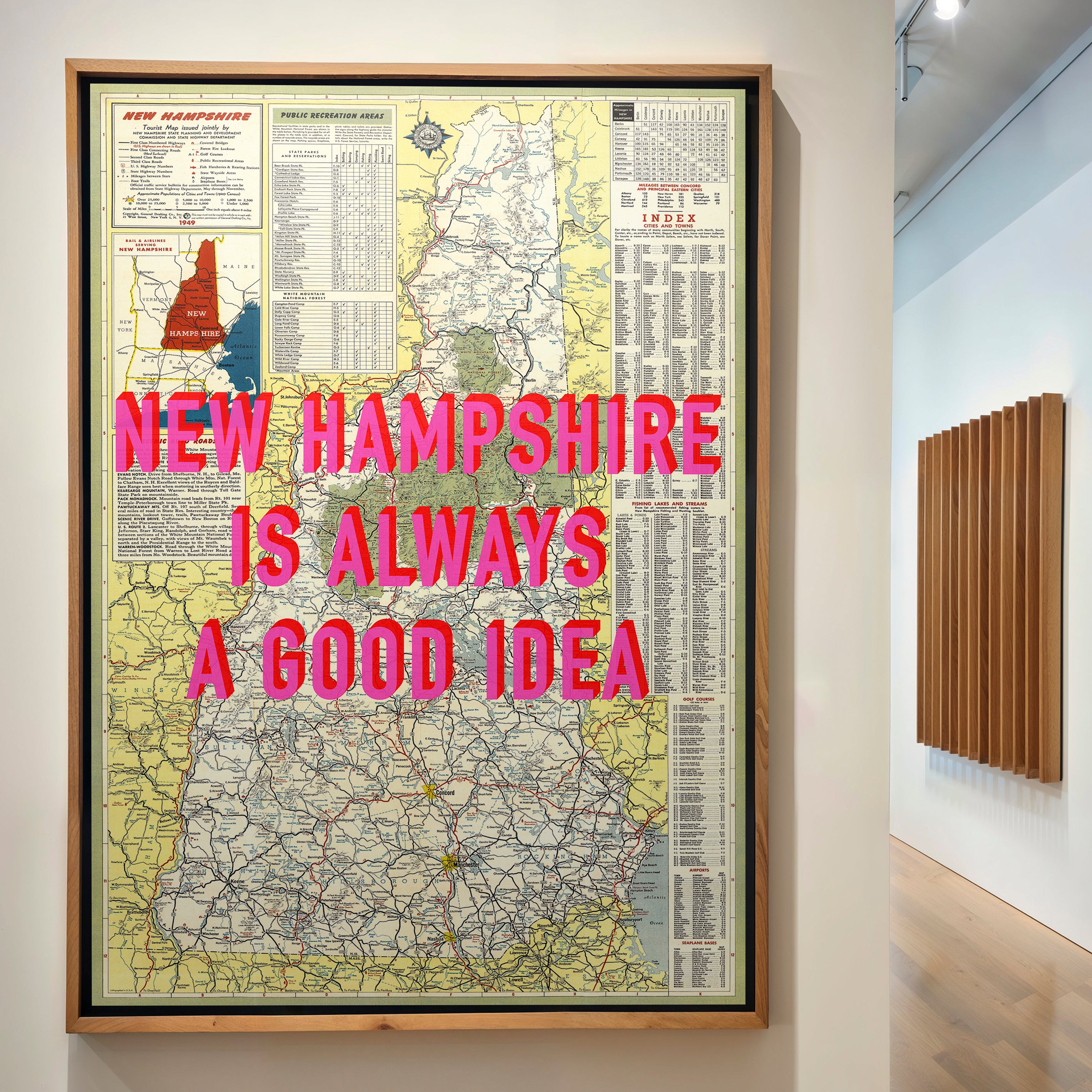New Hampshire Retro Pop Art Map Print (portrait)