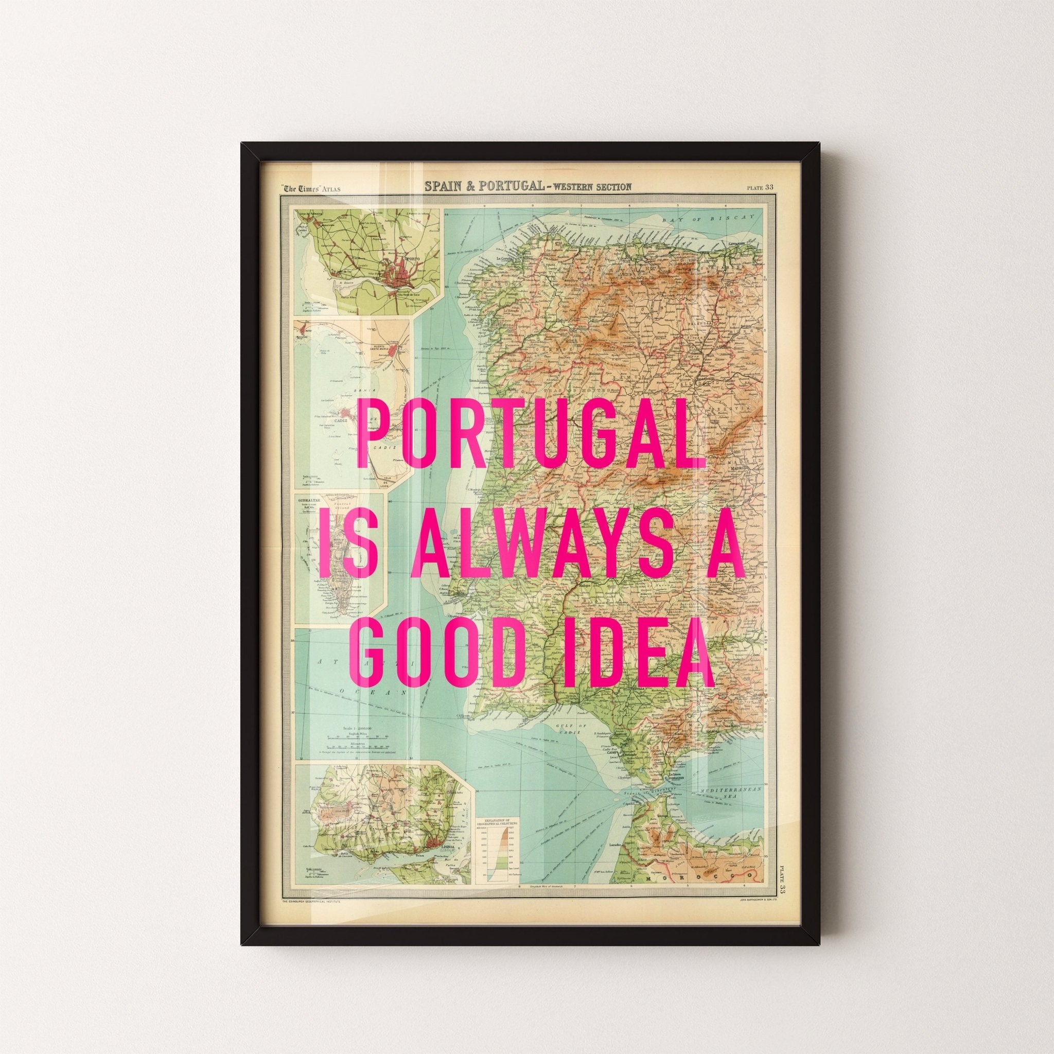Portugal Retro Pop Art Map Print - Magic Posters