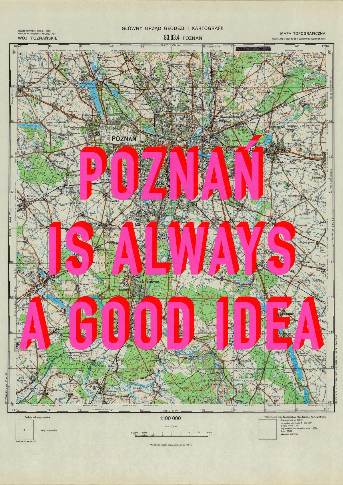 Poznań Retro Pop Art Map Print (portrait) - Magic Posters