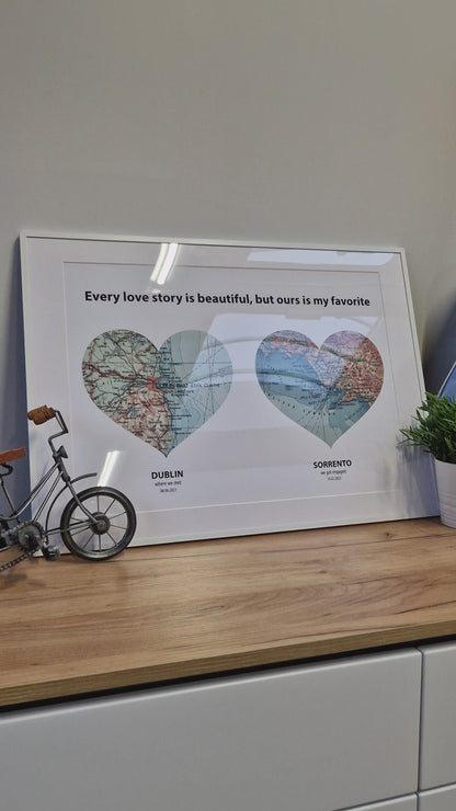 Personalised Heart Map Print
