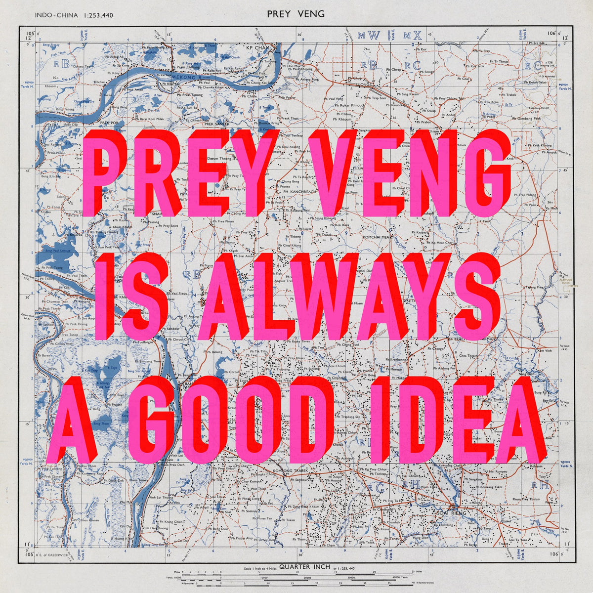 Prey Veng Retro Pop Art Map Print (square) - Magic Posters