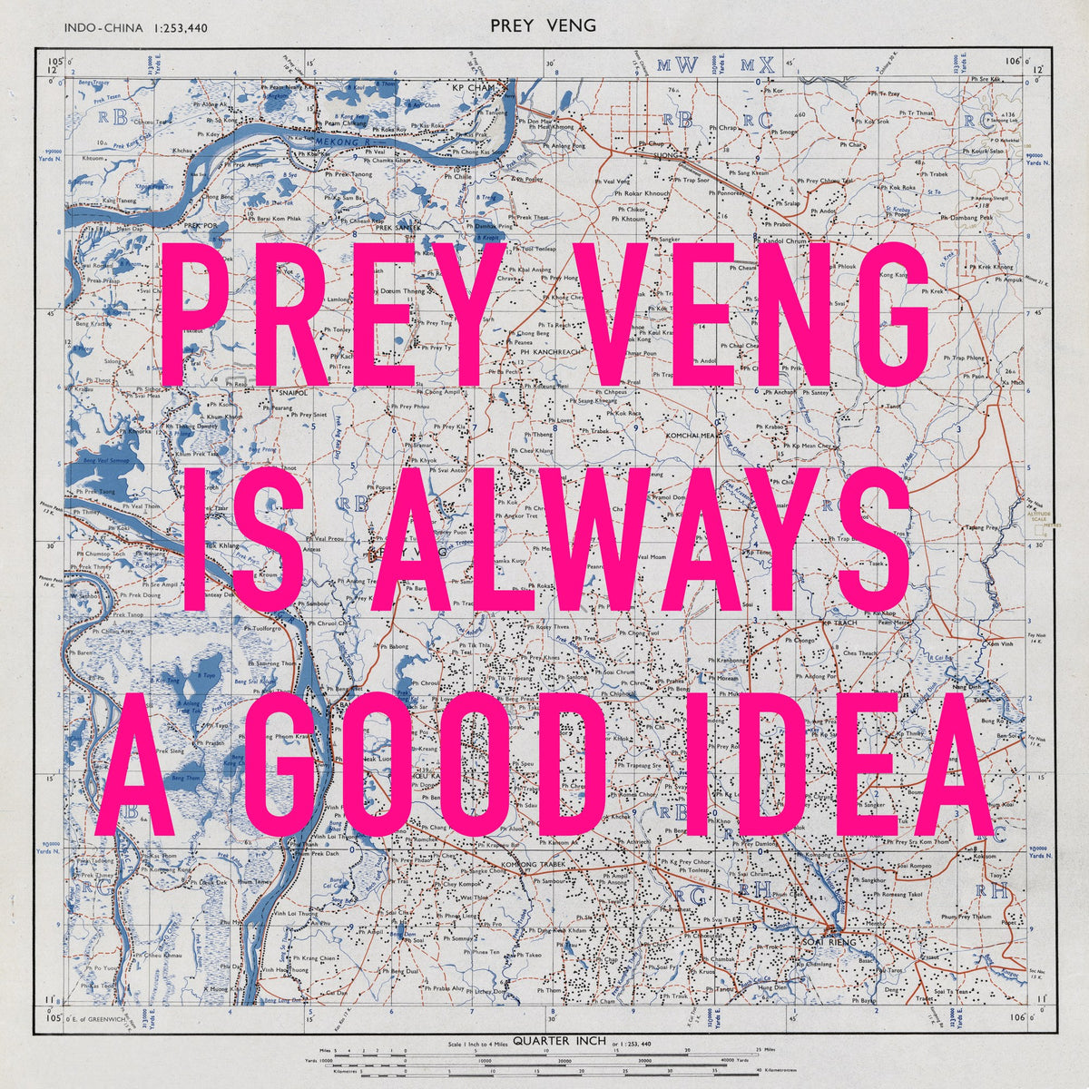 Prey Veng Retro Pop Art Map Print (square) - Magic Posters