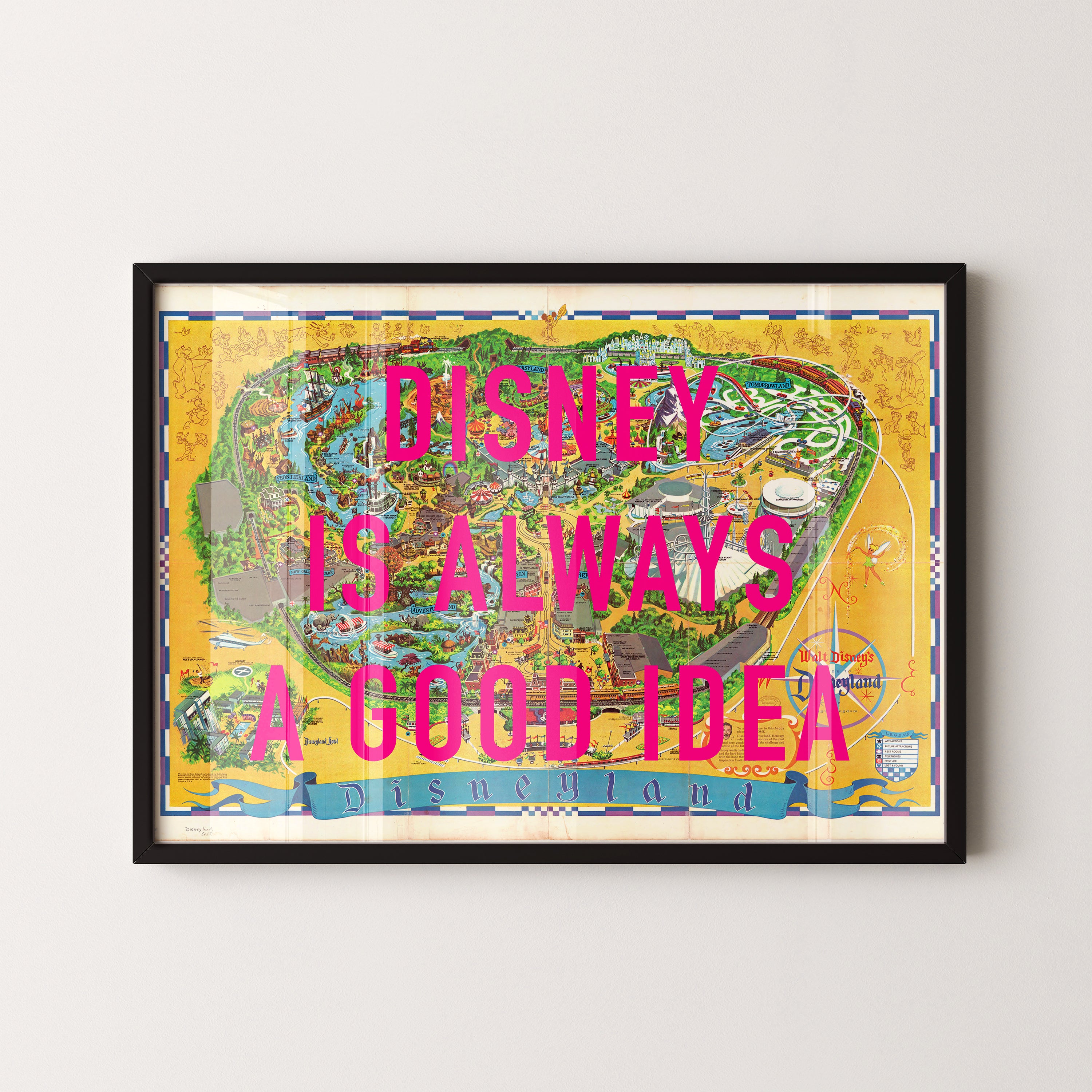 Disneyland California Retro Pop Art Theme Park Map Print - Magic Posters