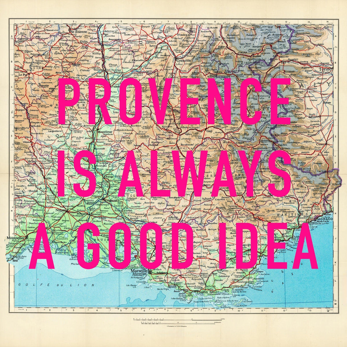 Provence Retro Pop Art Map Print (France)