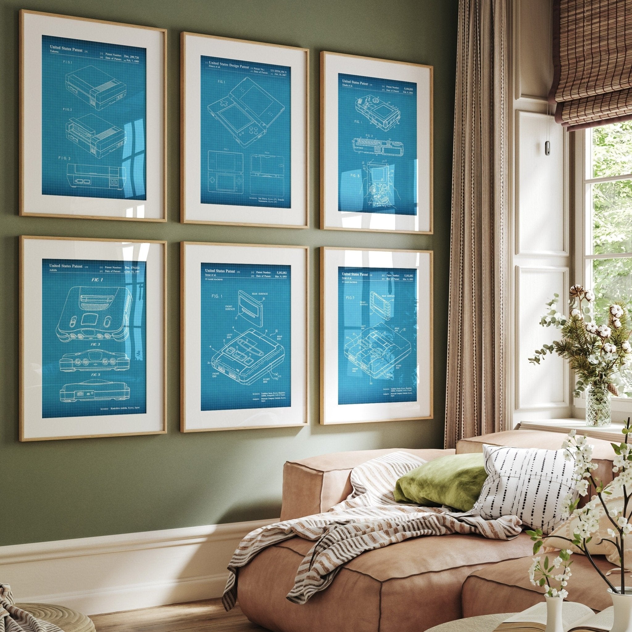 Retro Video Games Console Set Of 6 Patent Prints, Gaming Wall Art, Gamer Decor, Bedroom Posters, Dorm Decor, Games Console Artwork - Magic Posters