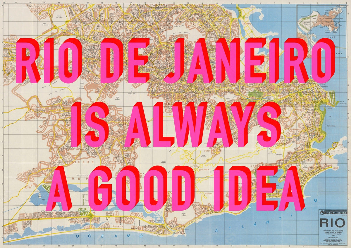 Rio de Janeiro Retro Pop Art Map Print (landscape)