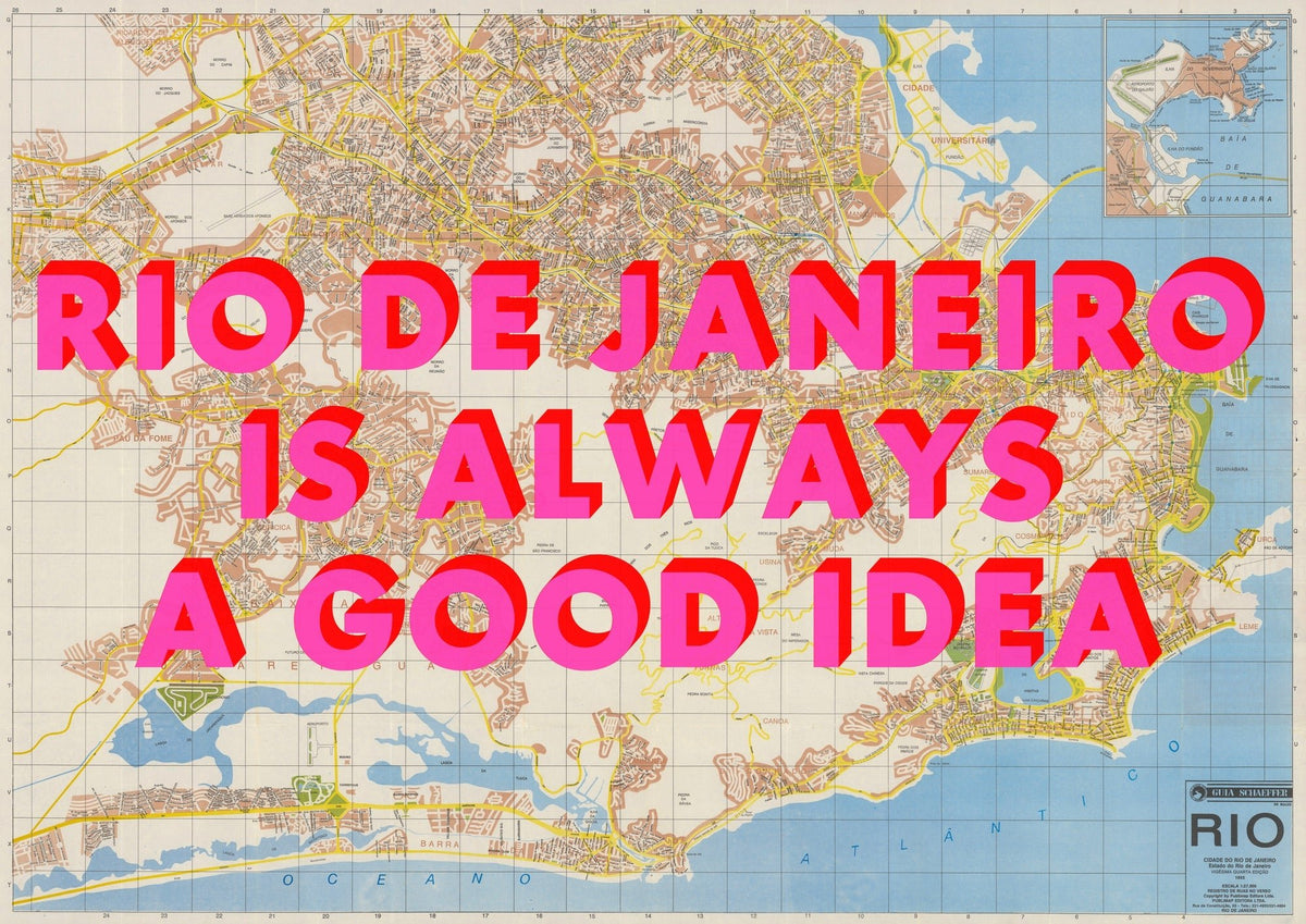 Rio de Janeiro Retro Pop Art Map Print (landscape)