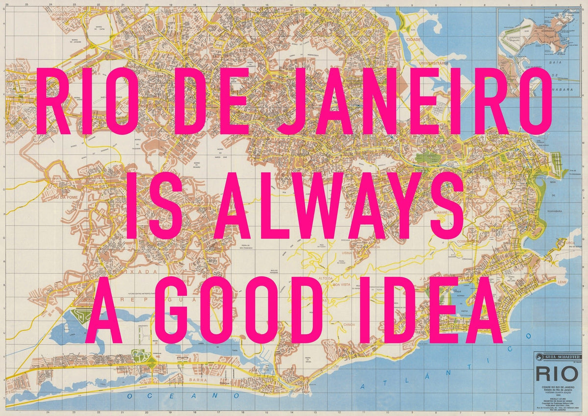 Rio de Janeiro Retro Pop Art Map Print (landscape)
