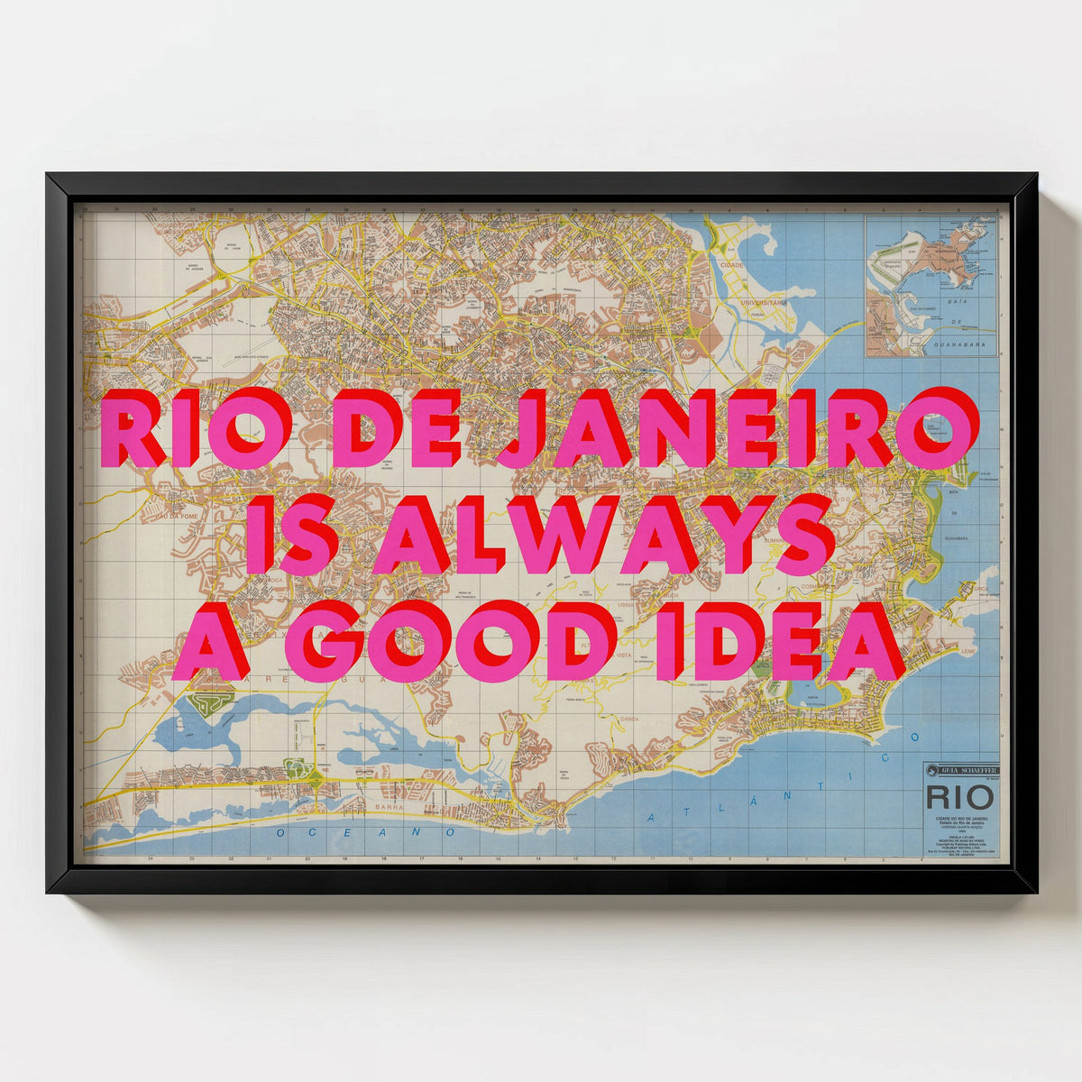 Rio de Janeiro Retro Pop Art Map Print (landscape) - Magic Posters