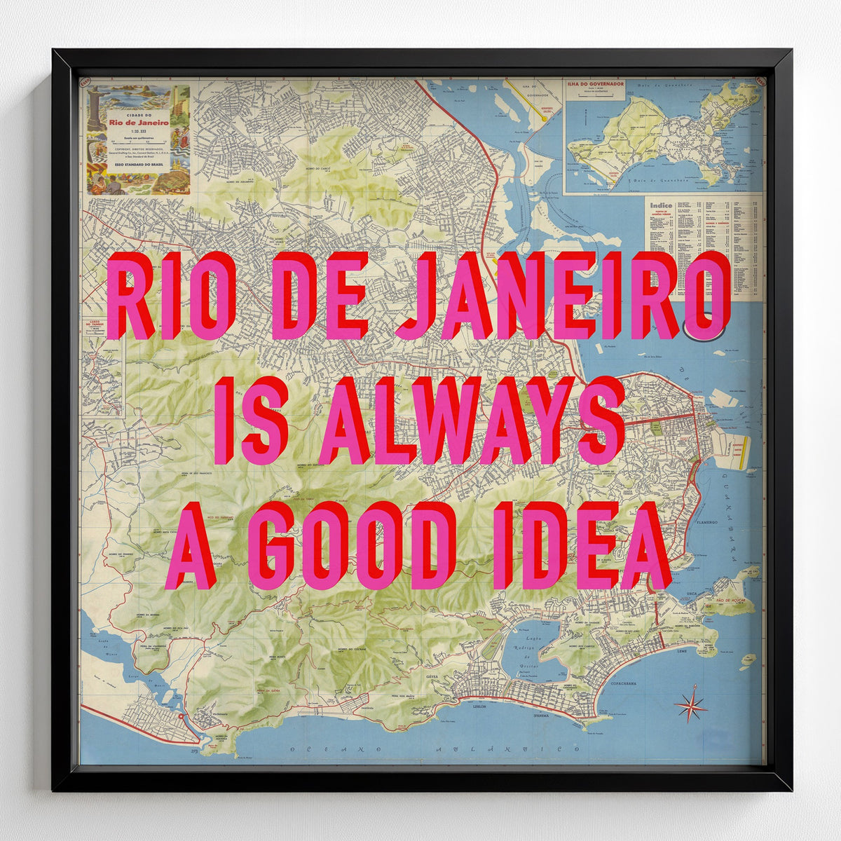 Rio De Janeiro Retro Pop Art Map Print (square) - Magic Posters
