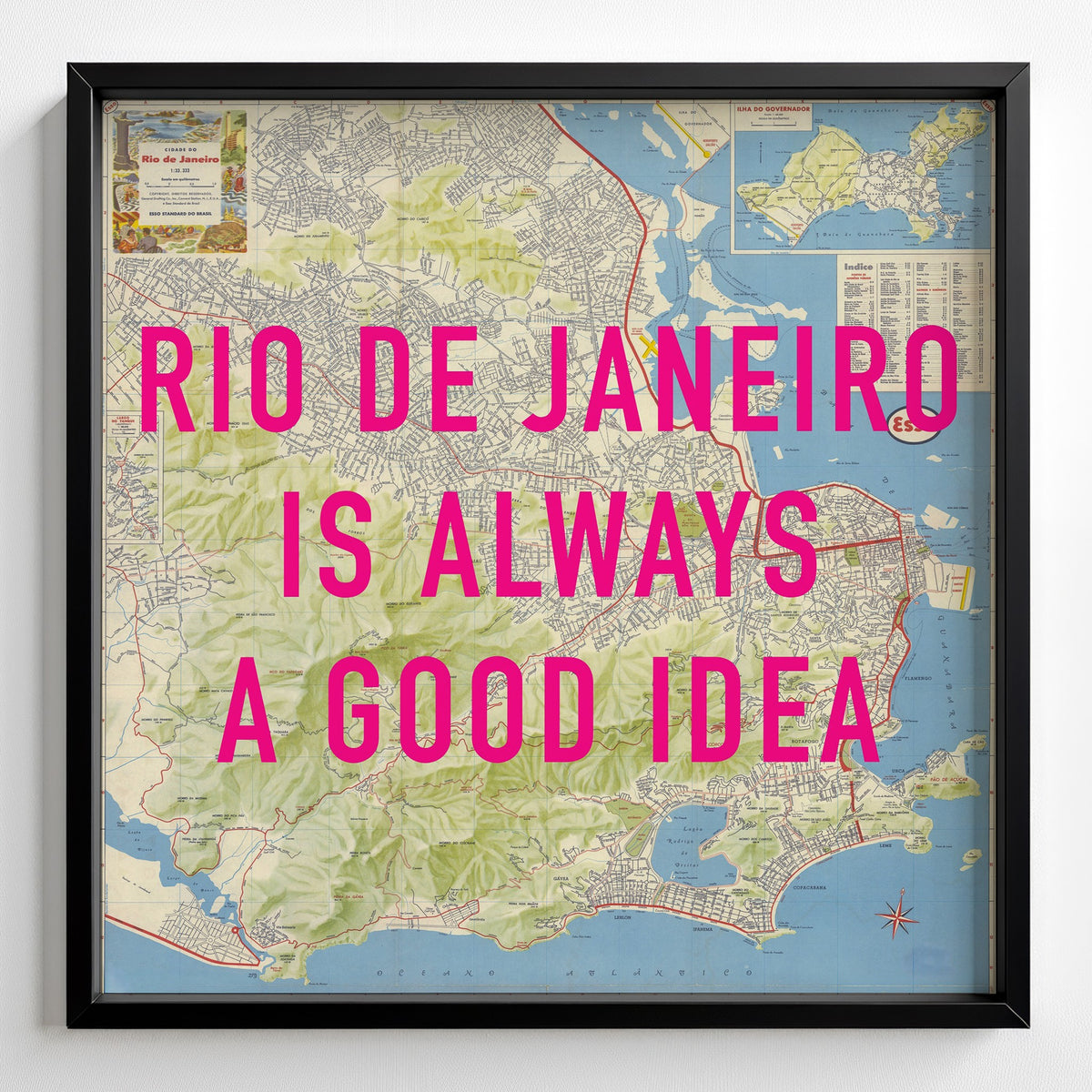 Rio De Janeiro Retro Pop Art Map Print (square) - Magic Posters