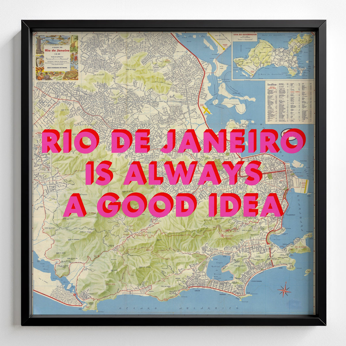 Rio De Janeiro Retro Pop Art Map Print (square) - Magic Posters