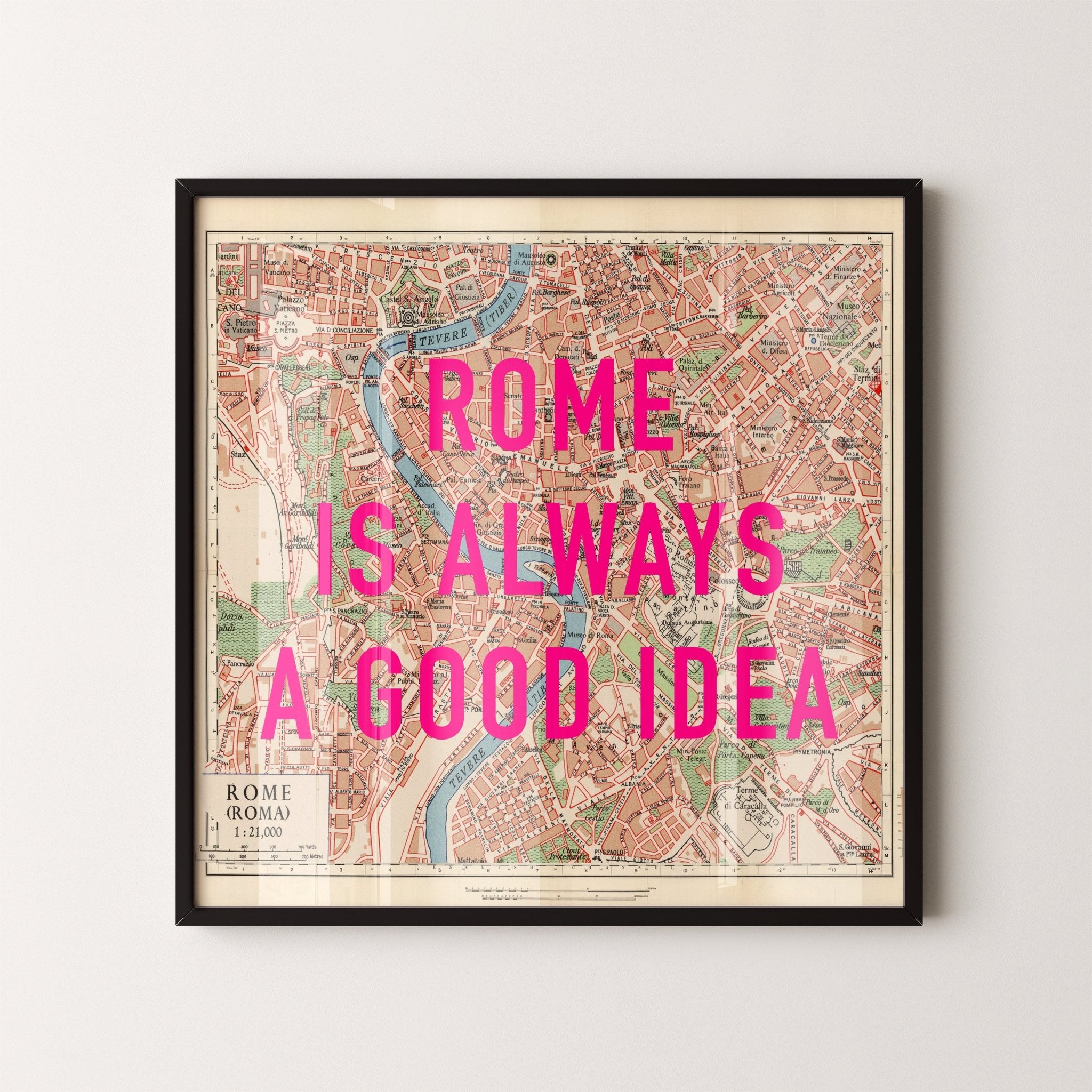 Rome (Italy) Retro Pop Art Map Print - Magic Posters