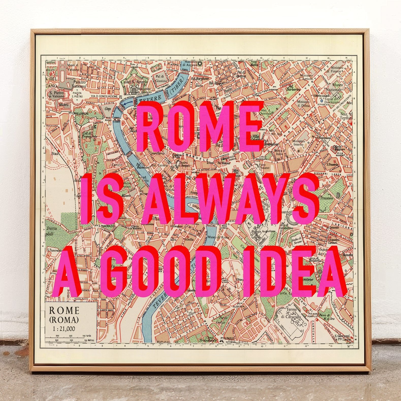 Rome (Italy) Retro Pop Art Map Print - Magic Posters