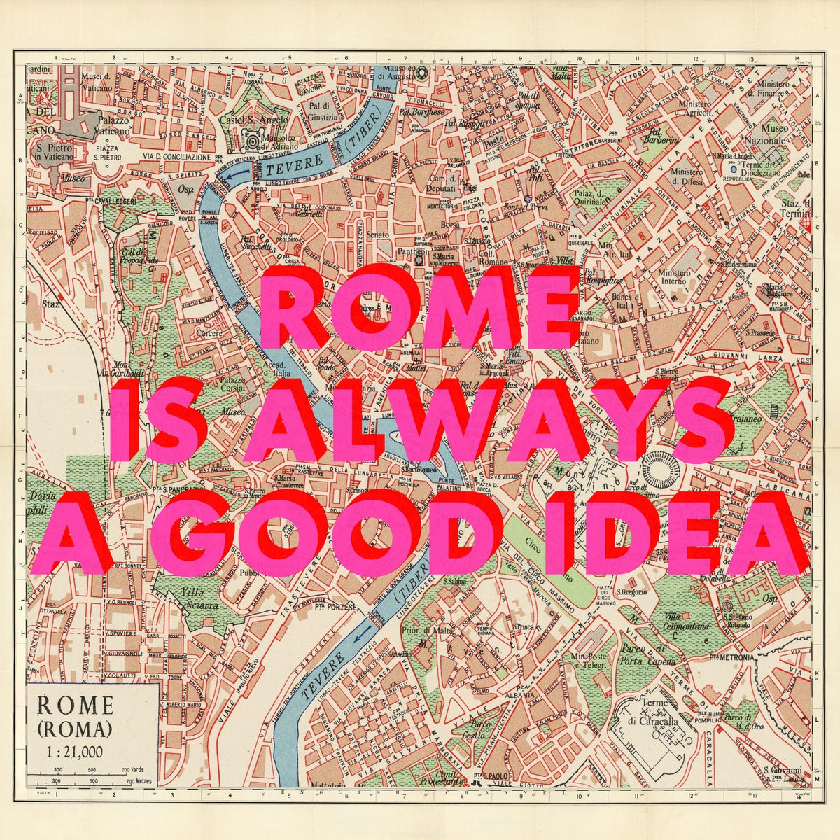 Rome (Italy) Retro Pop Art Map Print