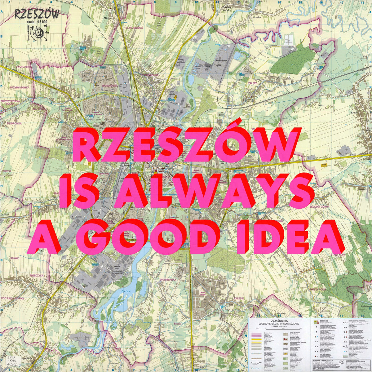 Rzeszów Retro Pop Art Map Print (square) - Magic Posters