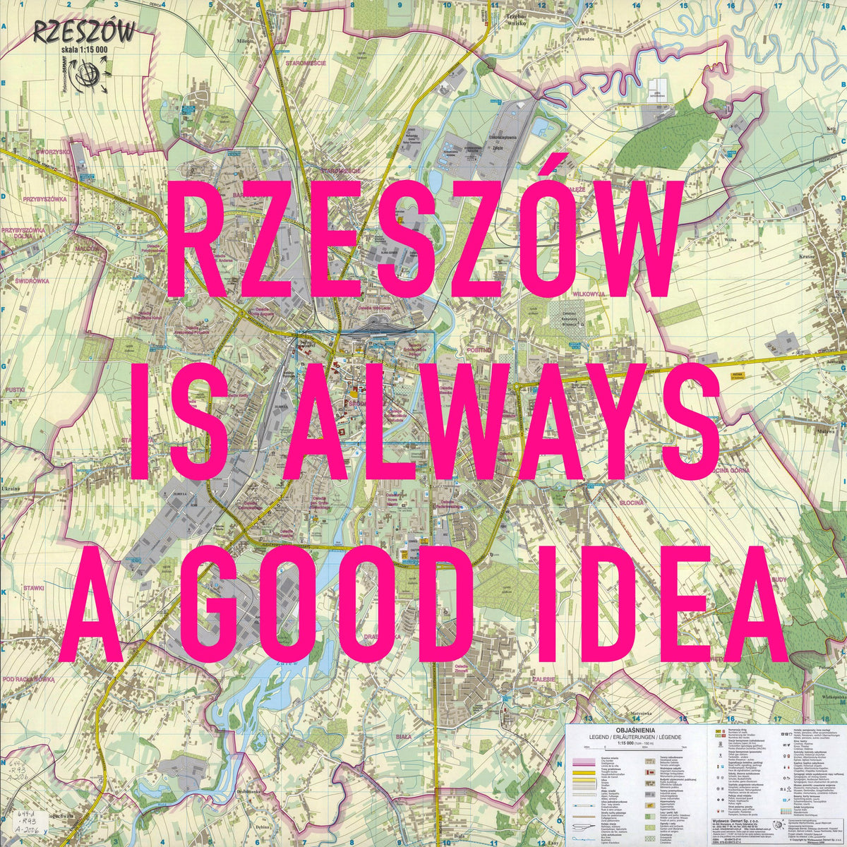 Rzeszów Retro Pop Art Map Print (square) - Magic Posters