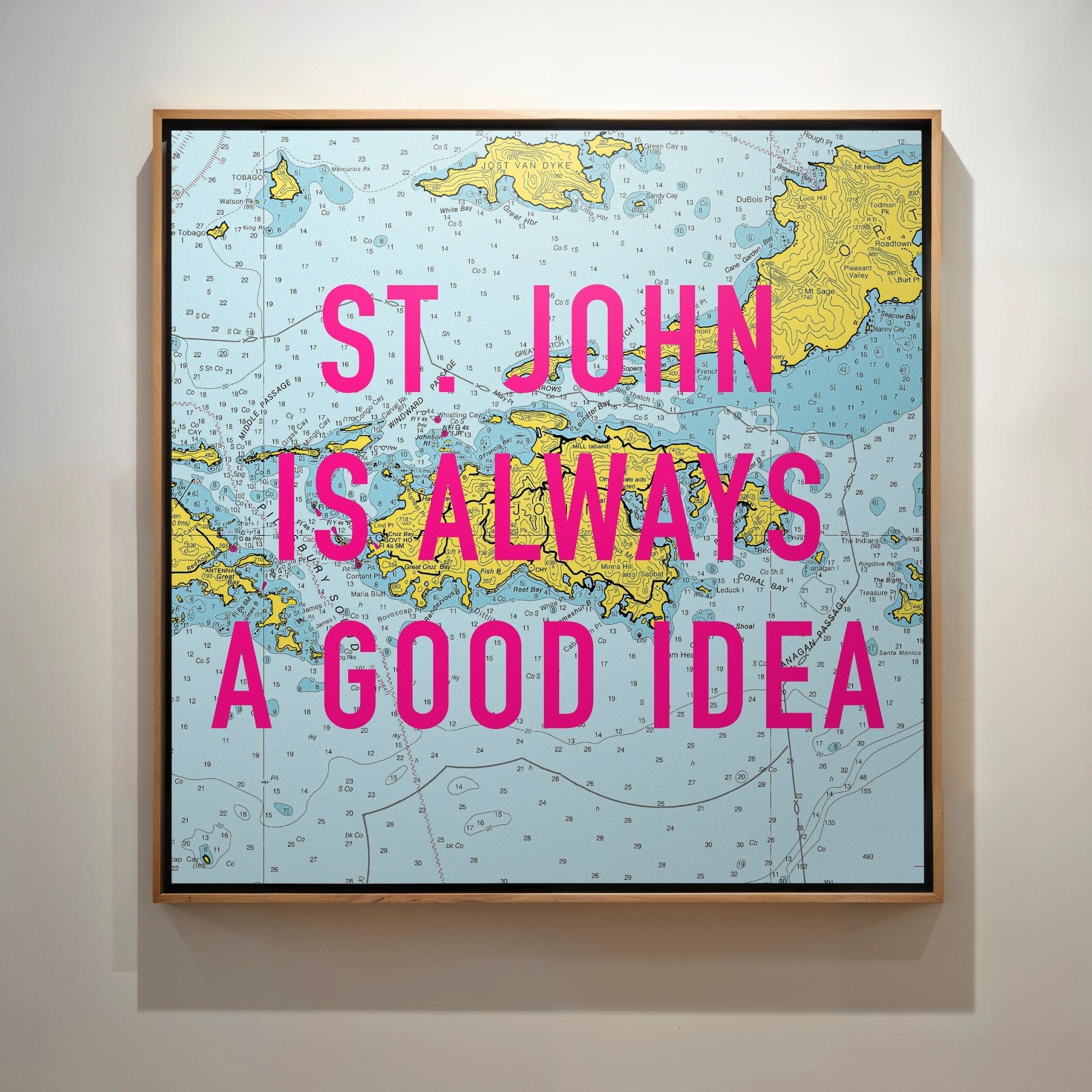 Saint John Retro Pop Art Map Print (U.S. Virgin Islands) - Magic Posters