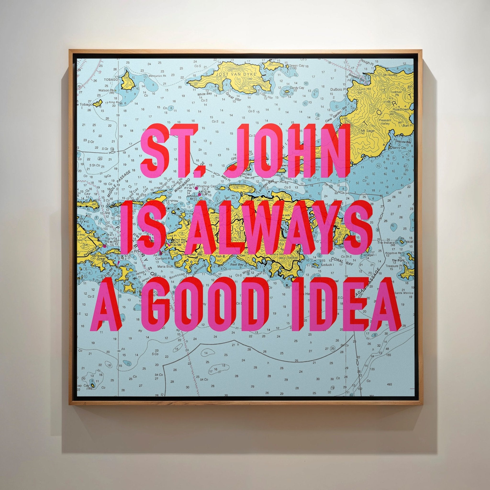 Saint John Retro Pop Art Map Print (U.S. Virgin Islands) - Magic Posters