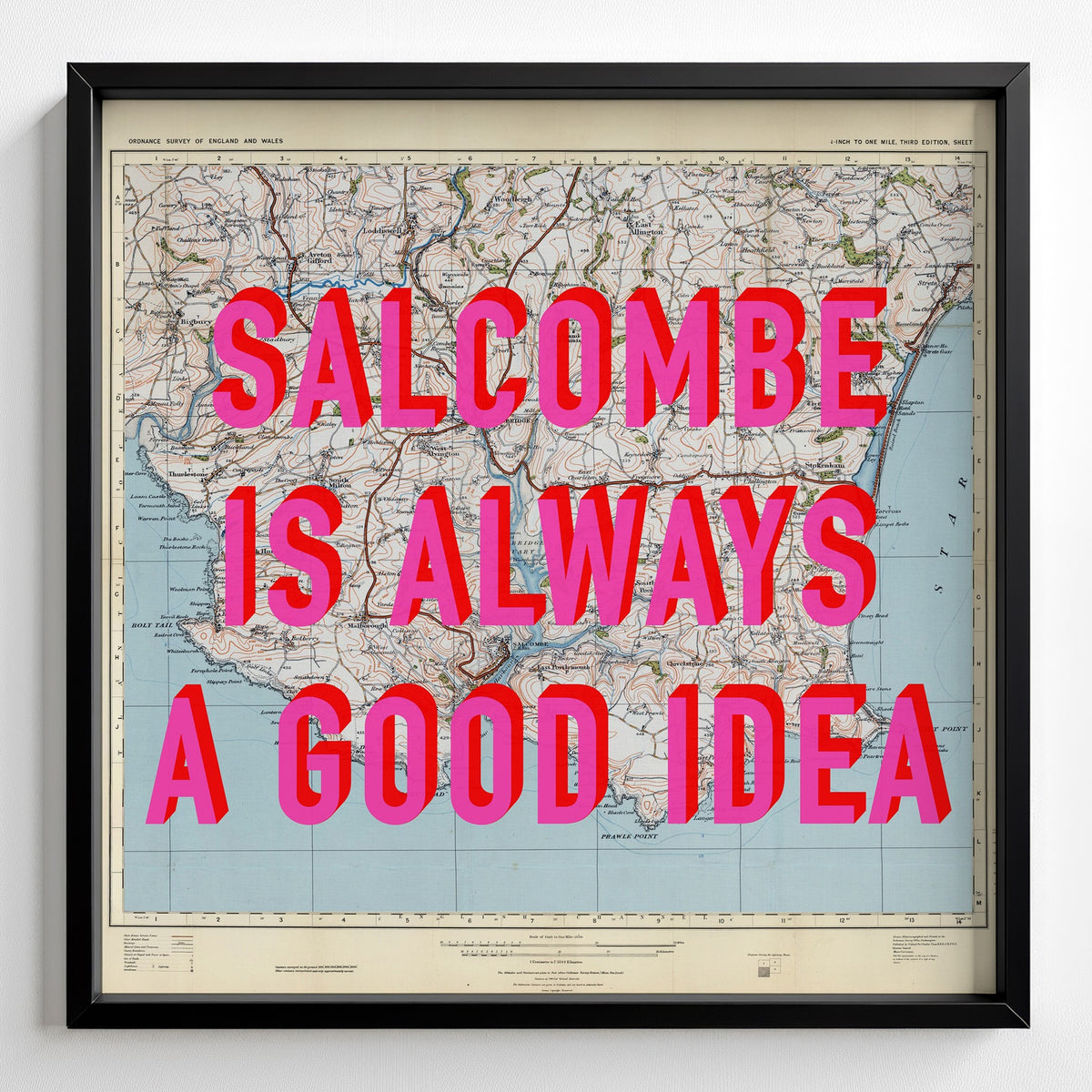 Salcombe Retro Pop Art Map Print (square) - Magic Posters