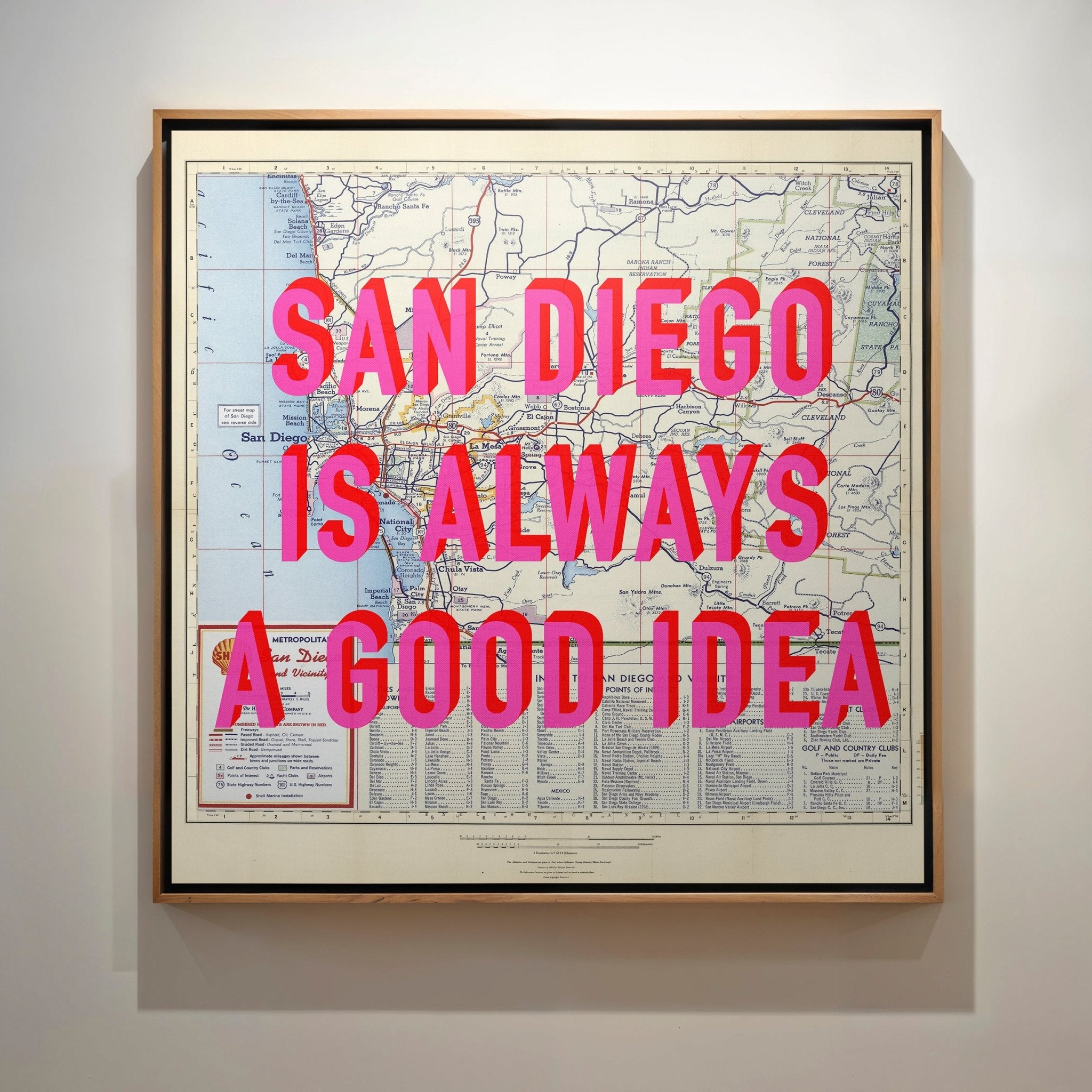 San Diego Retro Pop Art Map Print (Square) - Magic Posters
