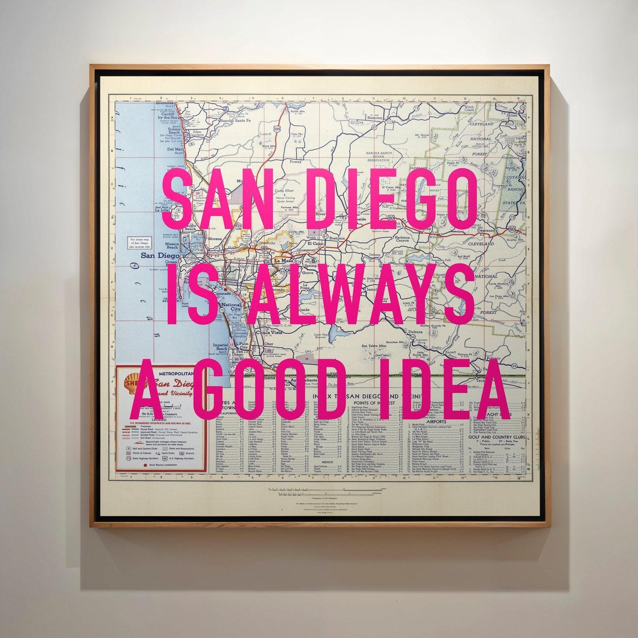 San Diego Retro Pop Art Map Print (Square) - Magic Posters