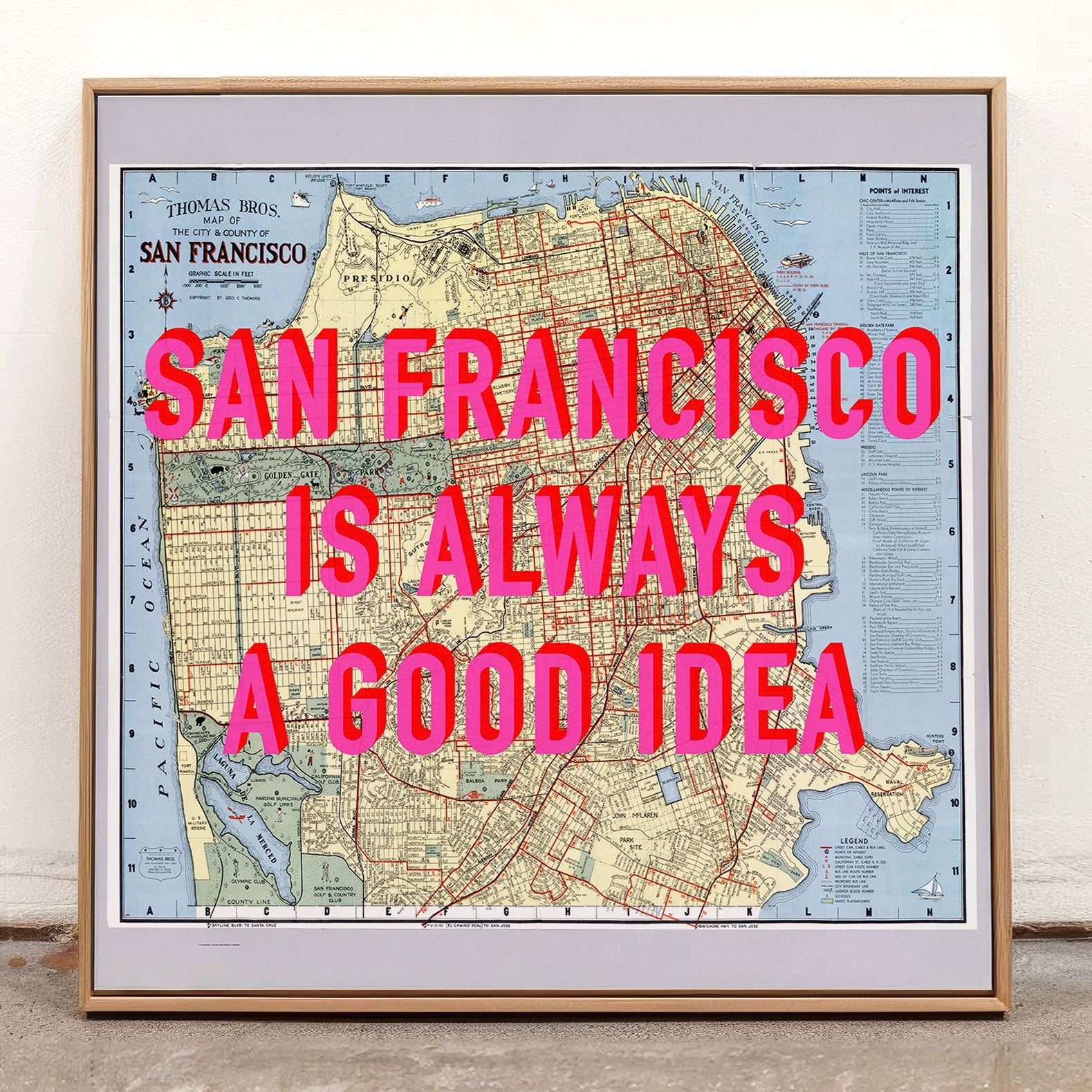 San Francisco Retro Pop Art Map Print (Square) - Magic Posters