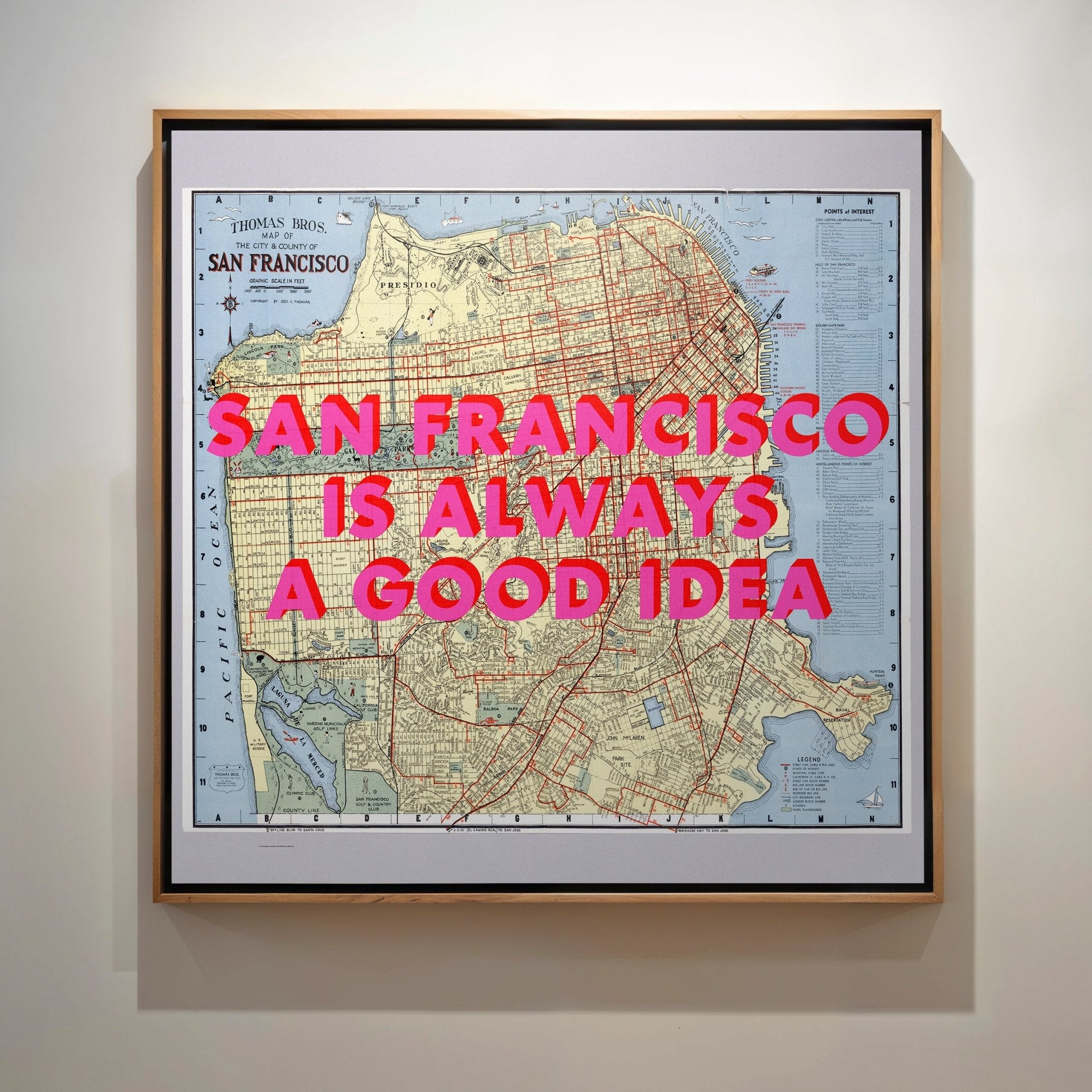 San Francisco Retro Pop Art Map Print (Square) - Magic Posters