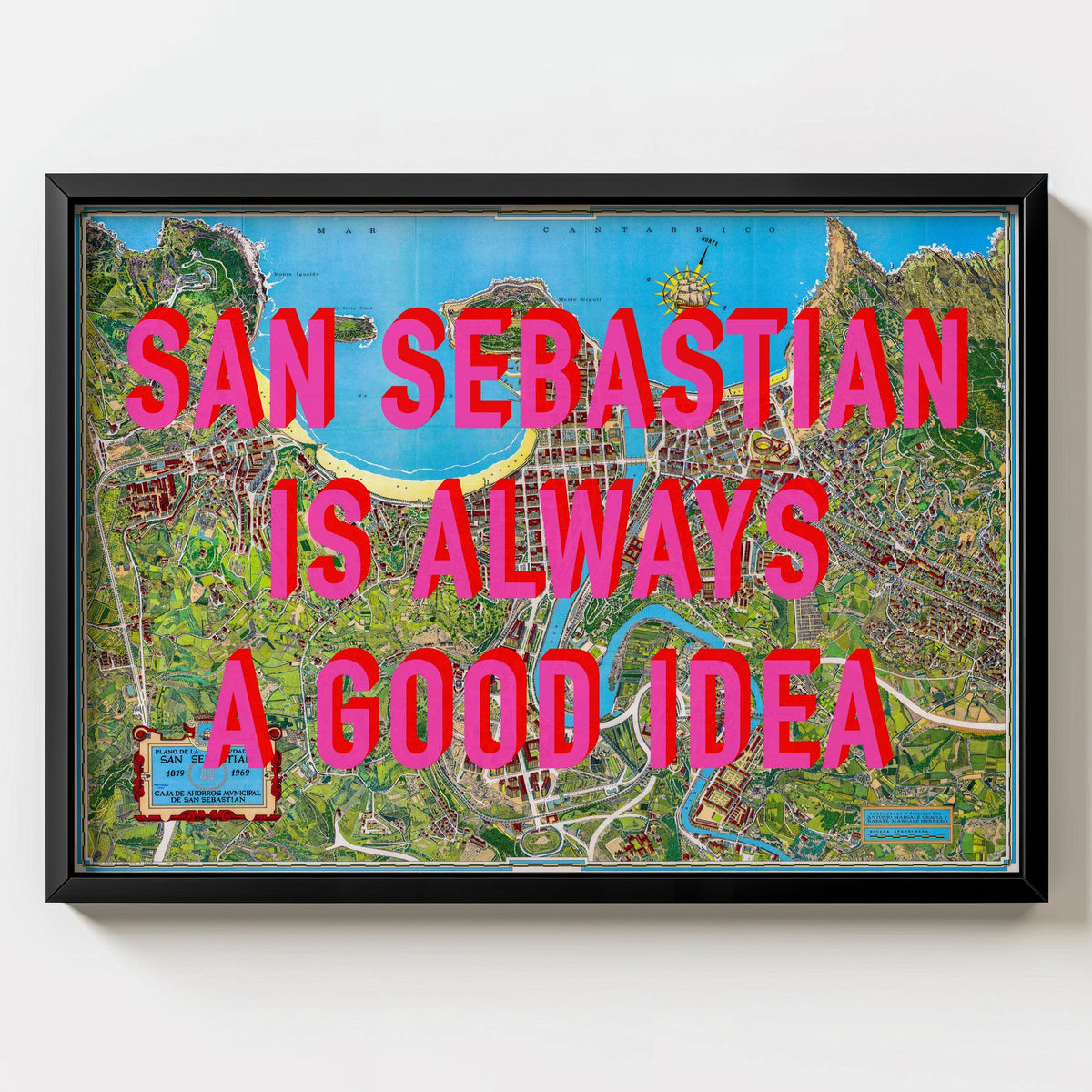 San Sebastian Retro Pop Art Map Print (landscape) - Magic Posters
