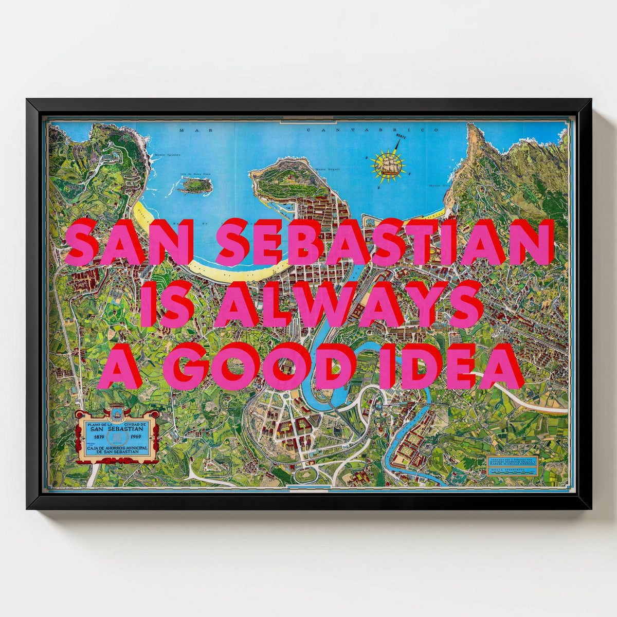San Sebastian Retro Pop Art Map Print (landscape) - Magic Posters