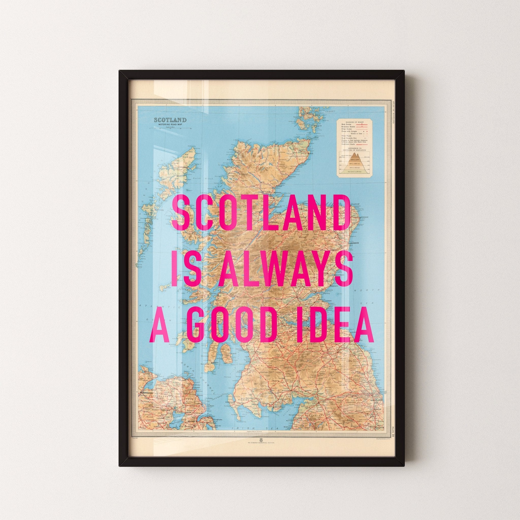 Scotland Retro Pop Art Map Print - Magic Posters