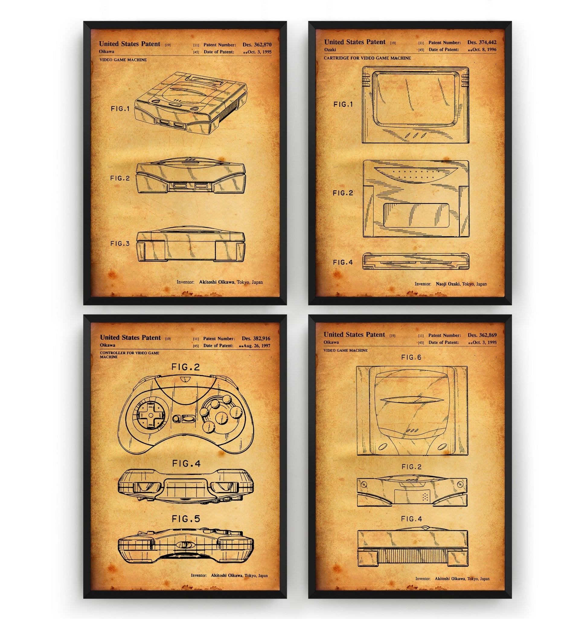 SEGA Saturn Set Of 4 Patent Prints - Magic Posters