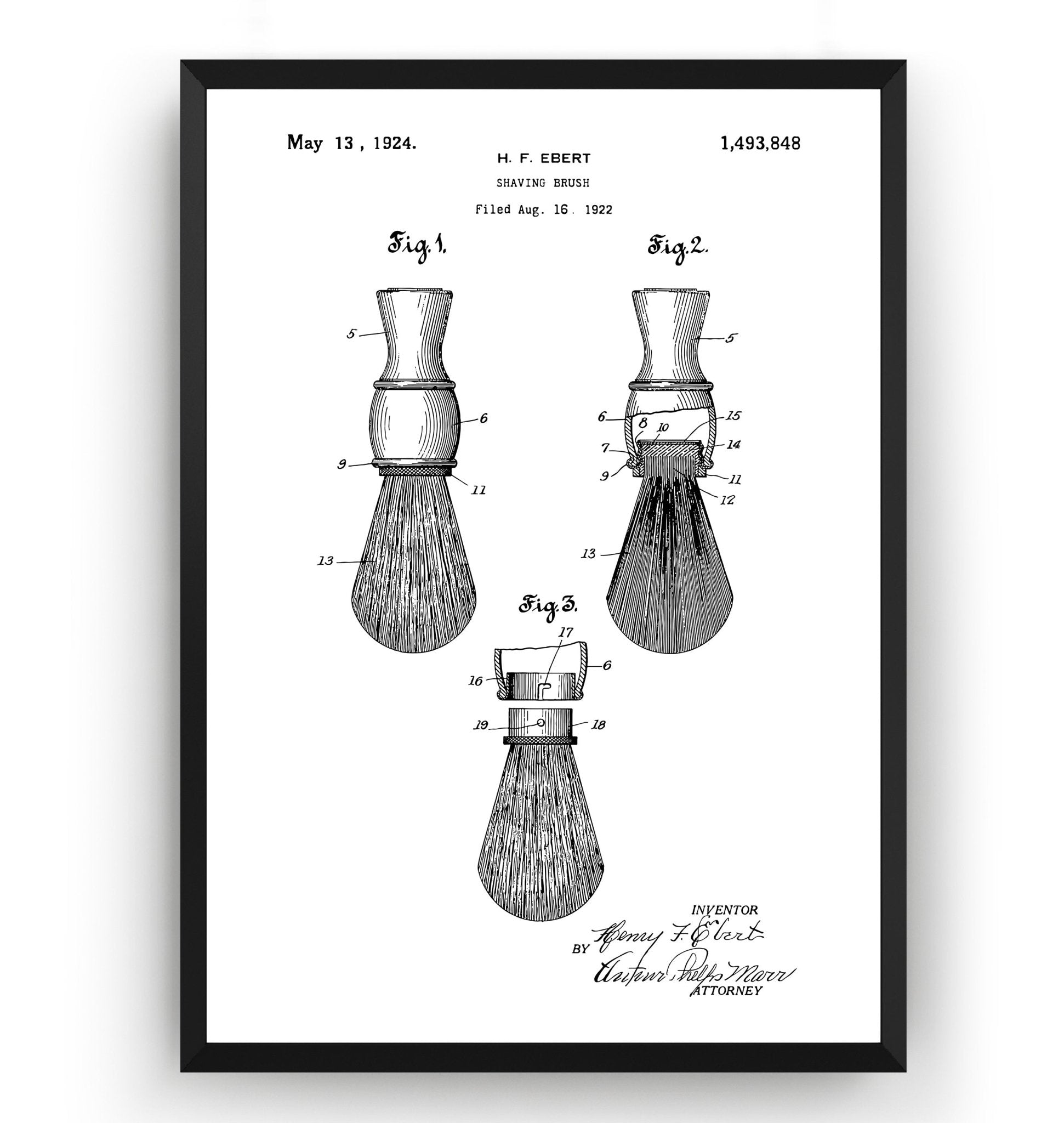 Shaving Brush 1924 Patent Print - Magic Posters