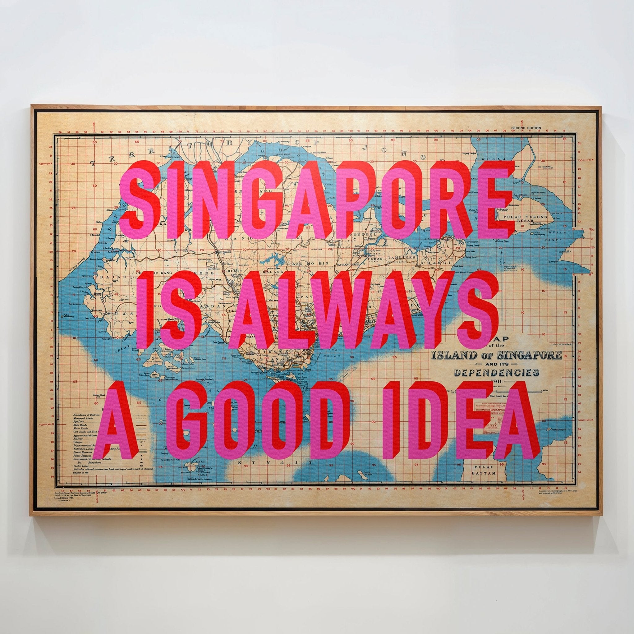 Singapore Retro Pop Art Map Print (Landscape) - Magic Posters