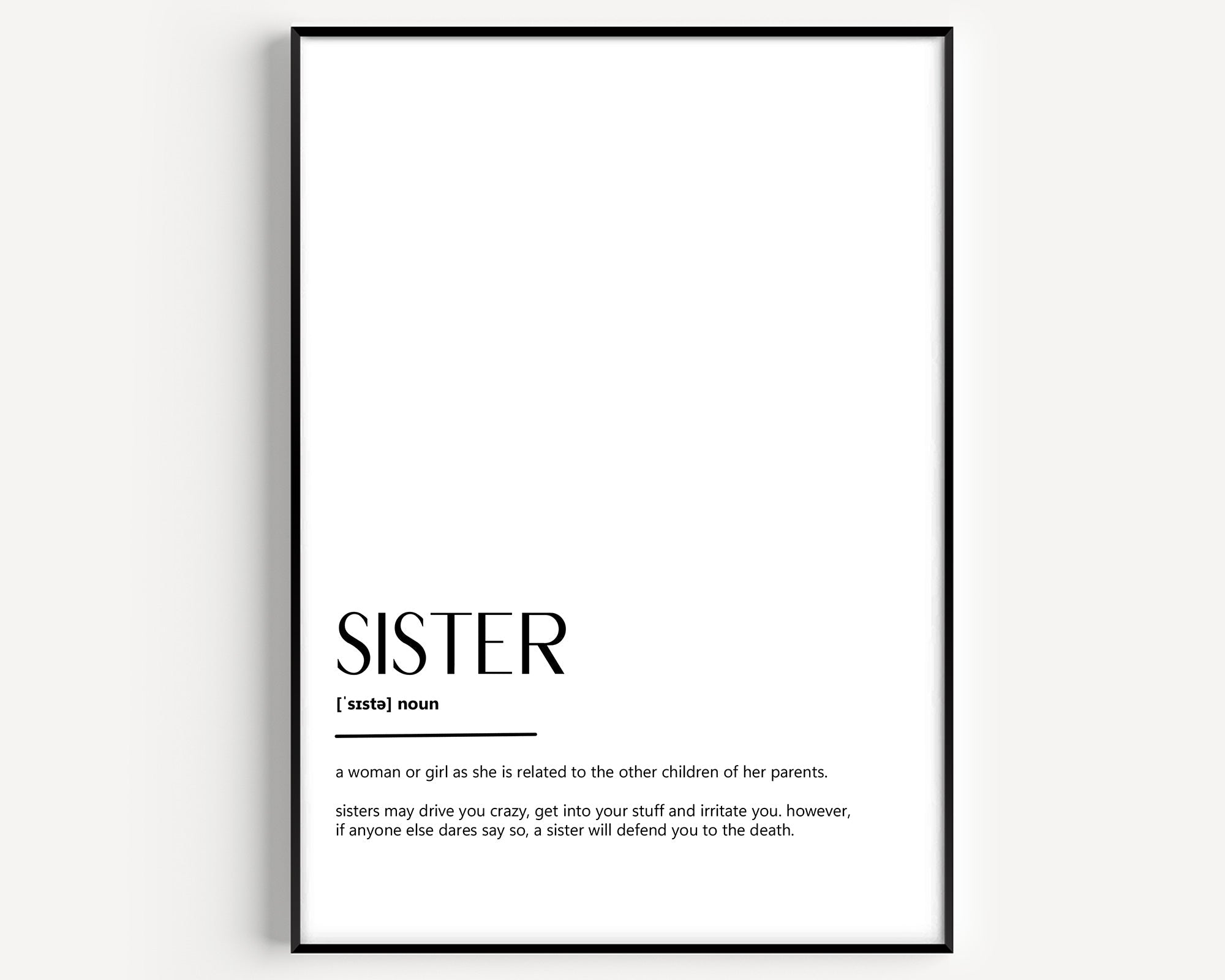 Sister Definition Print - Magic Posters