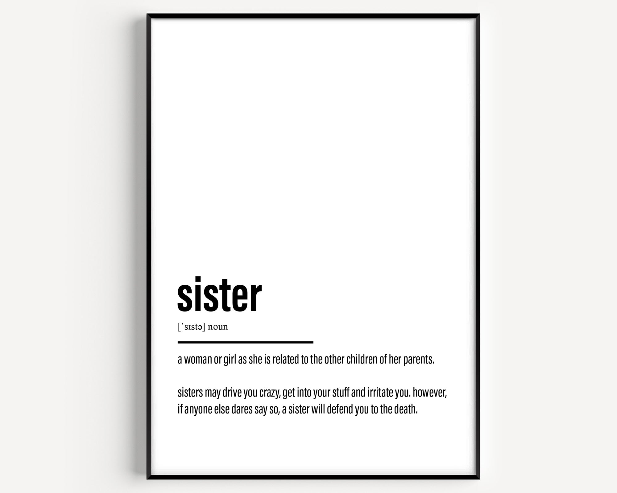 Sister Definition Print - Magic Posters