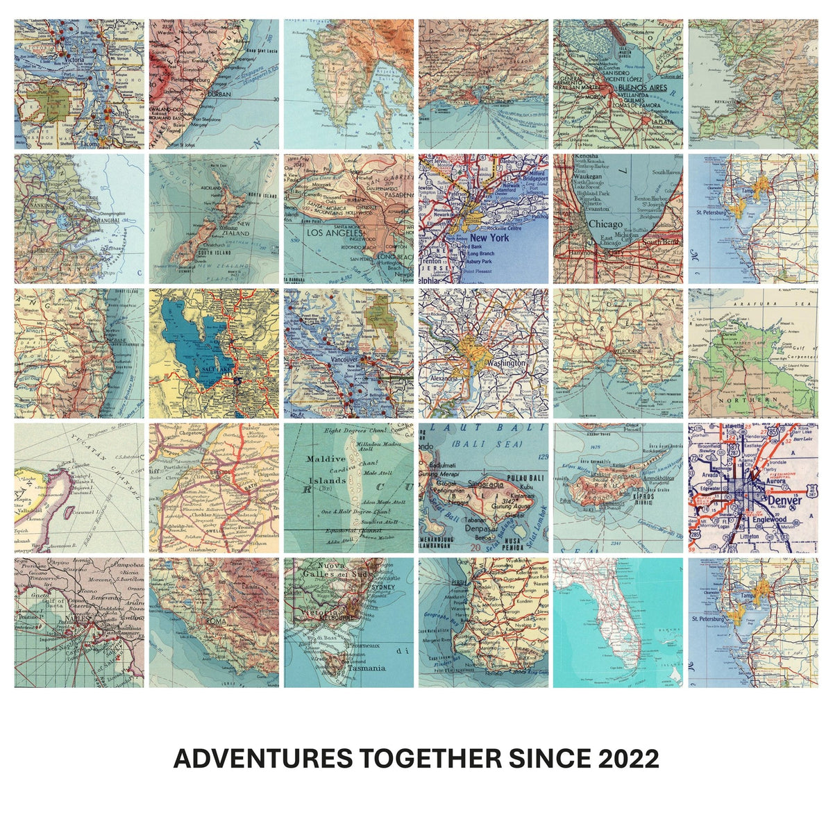 Personalised Travel Map Print (Square)