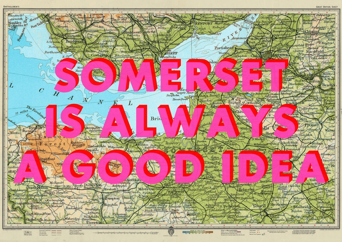 Somerset Retro Pop Art Map Print