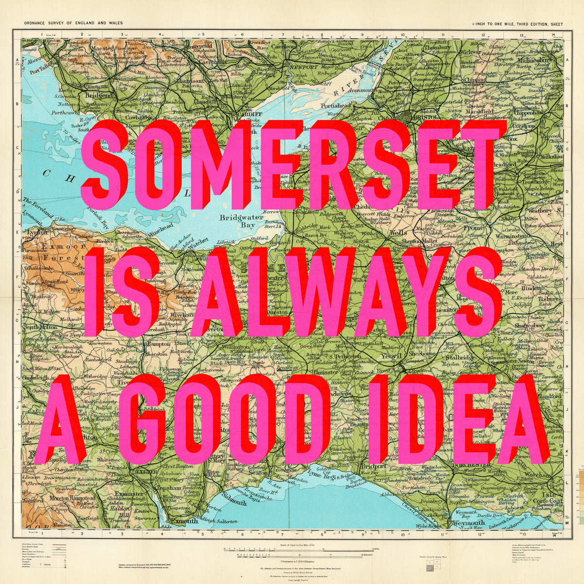 Somerset Retro Pop Art Map Print