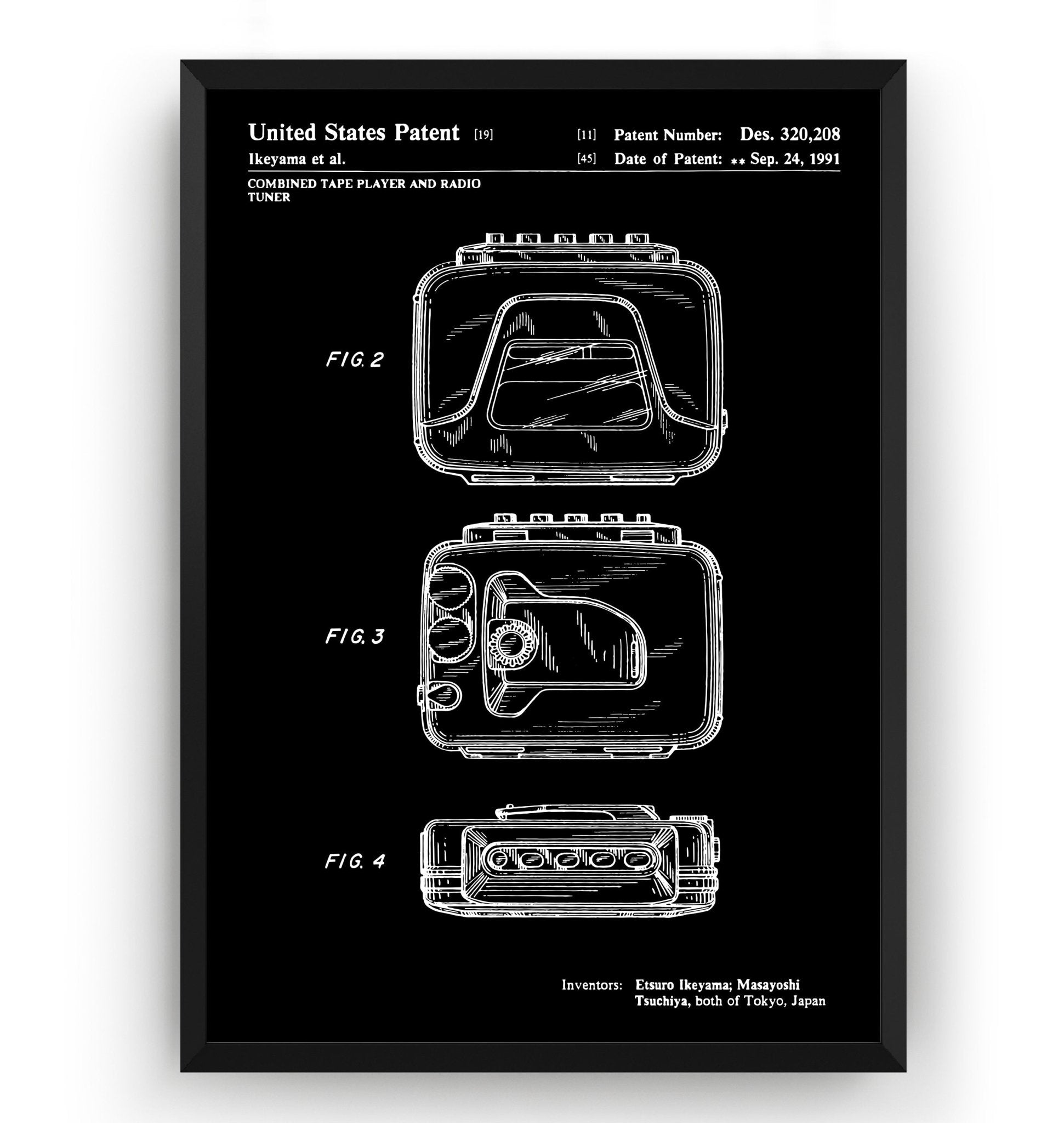 Sony Walkman Prototype 1989 Patent Print - Magic Posters
