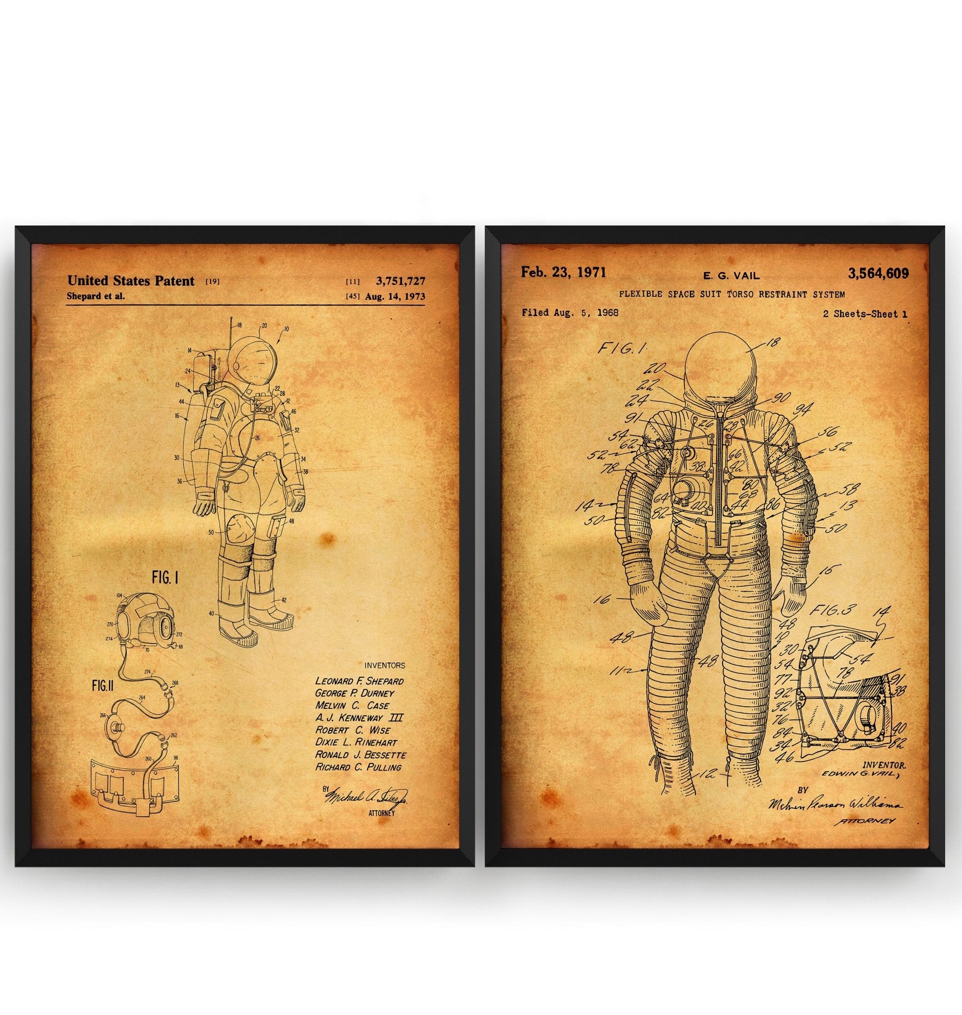 Space Suit Set Of 2 Patent Prints - Magic Posters