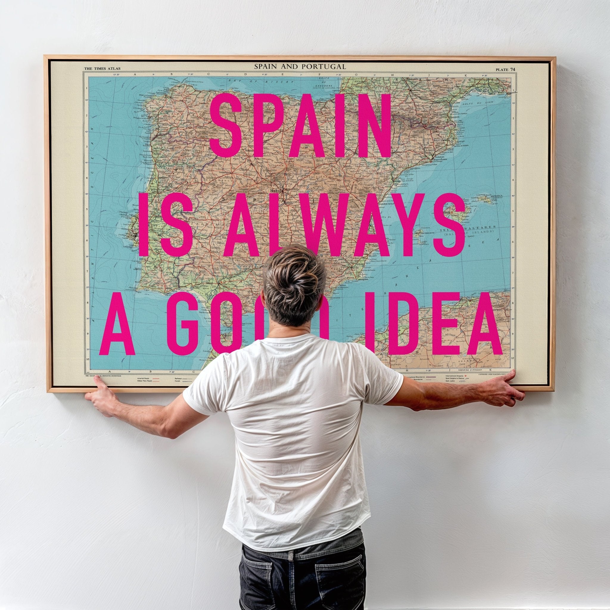 Spain Retro Pop Art Map Print (landscape) - Magic Posters