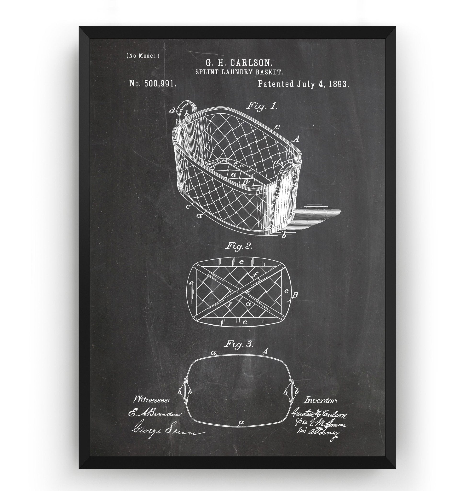 Split Laundry Basket 1893 Patent Print - Magic Posters