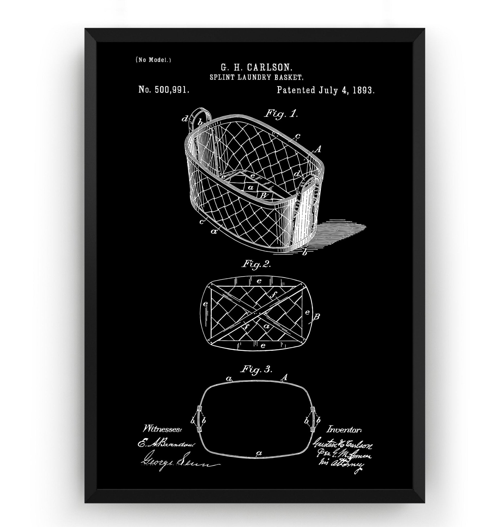 Split Laundry Basket 1893 Patent Print - Magic Posters