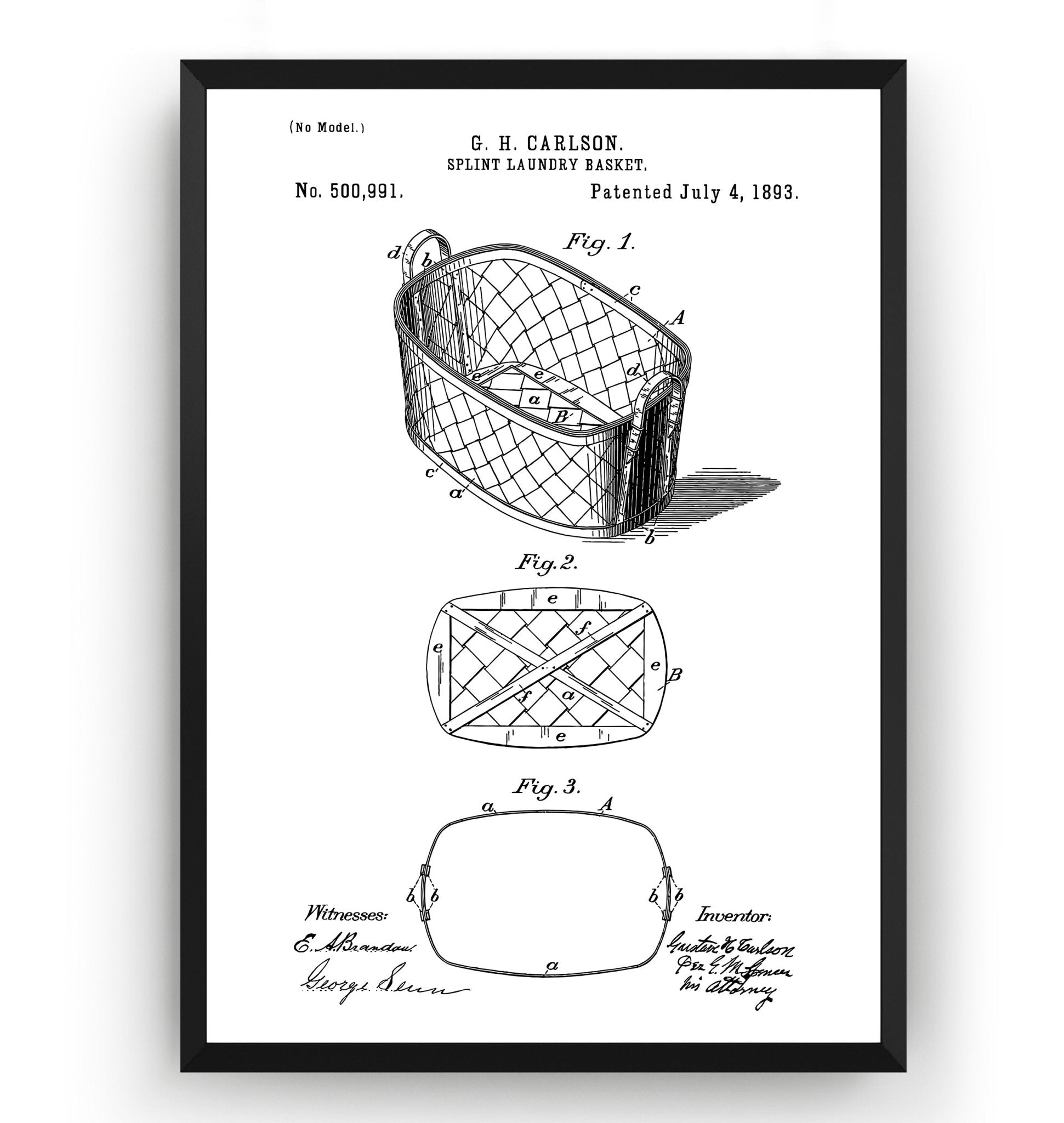 Split Laundry Basket 1893 Patent Print - Magic Posters