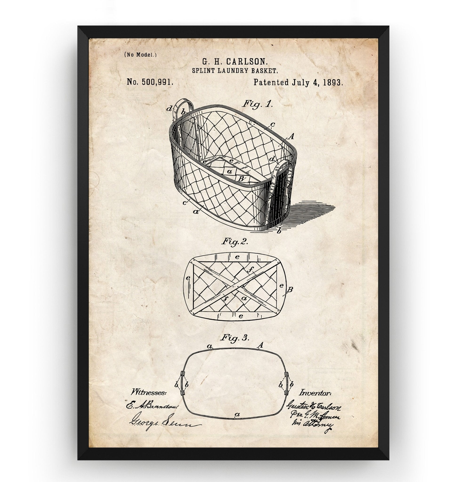 Split Laundry Basket 1893 Patent Print - Magic Posters