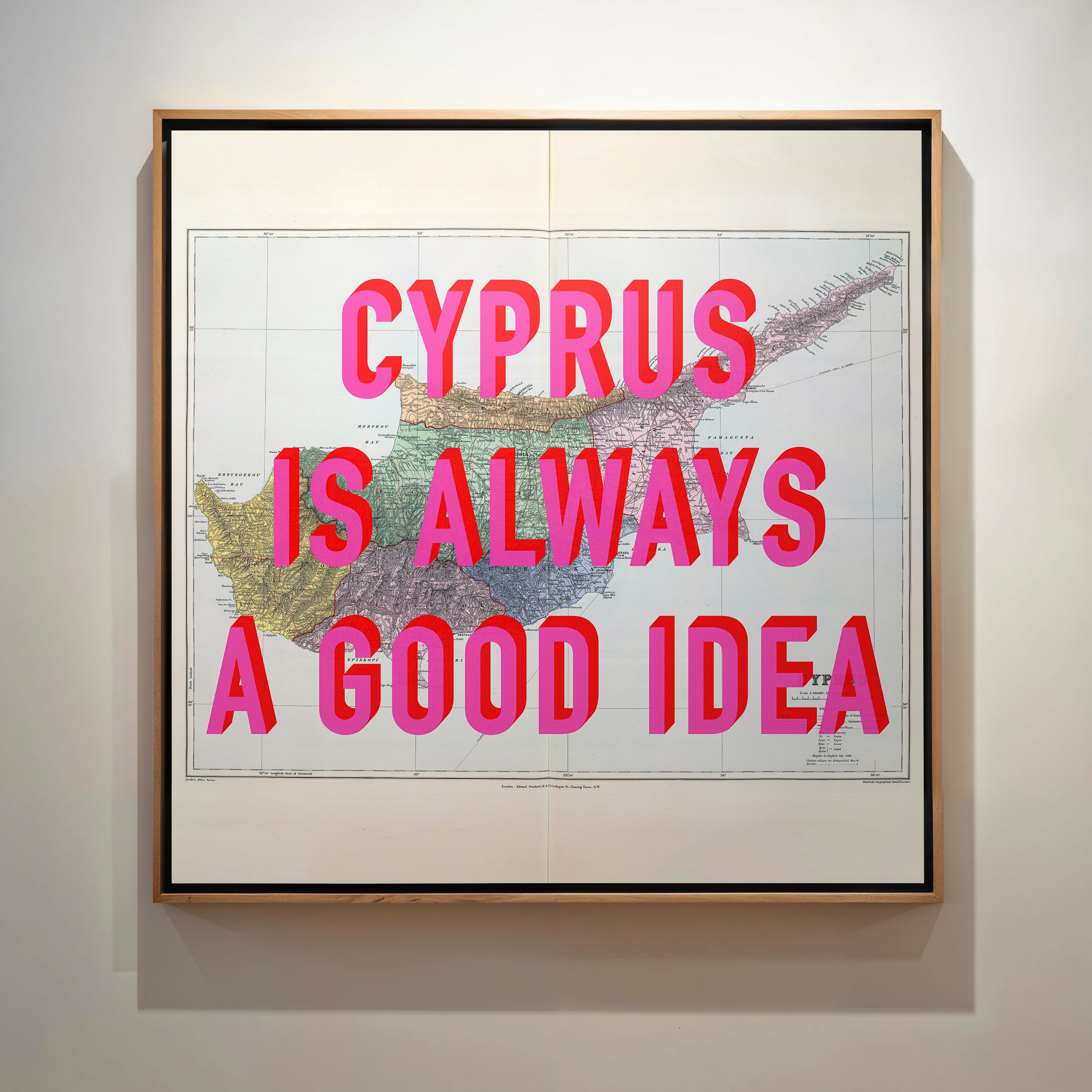 Cyprus Retro Pop Art Map Print