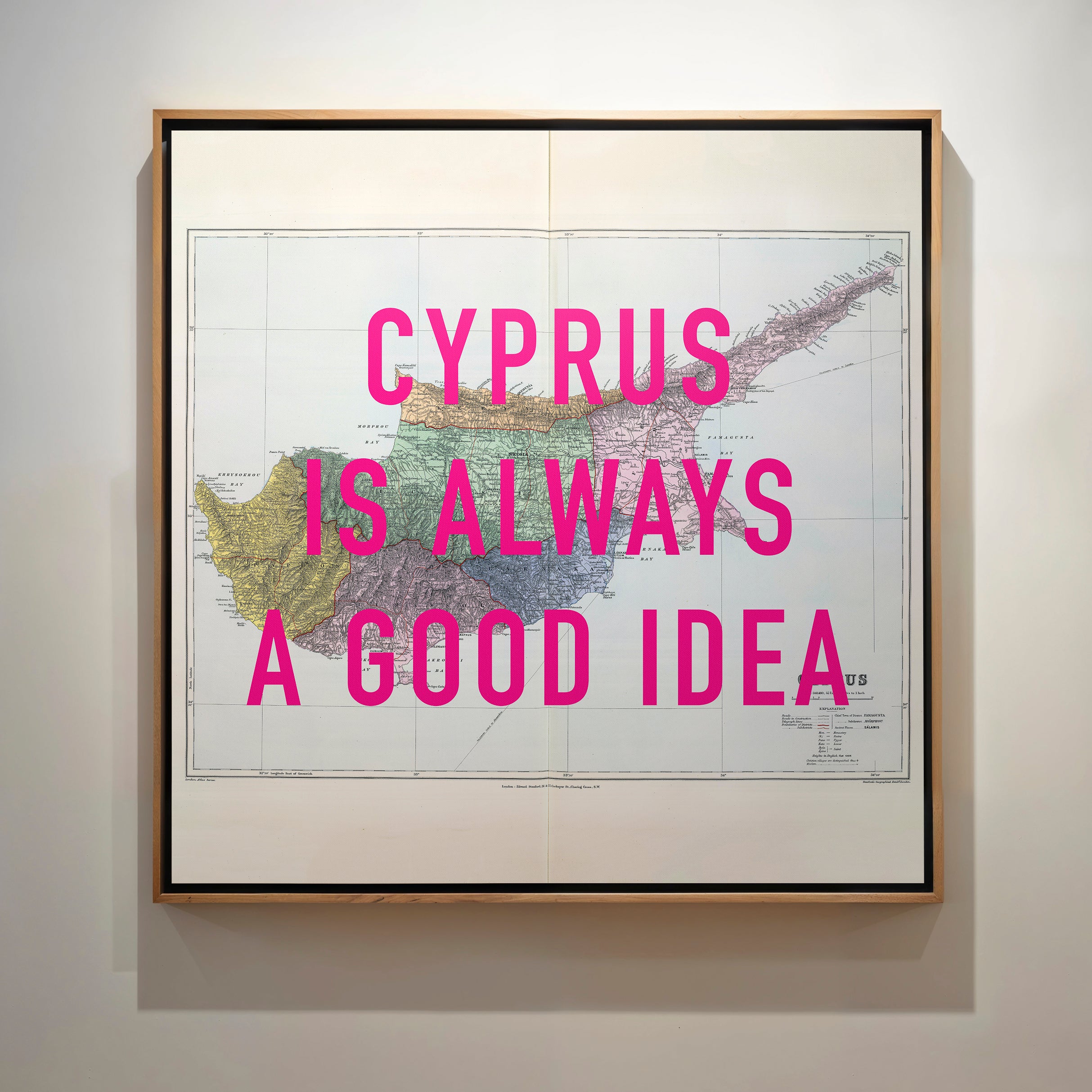 Cyprus Retro Pop Art Map Print