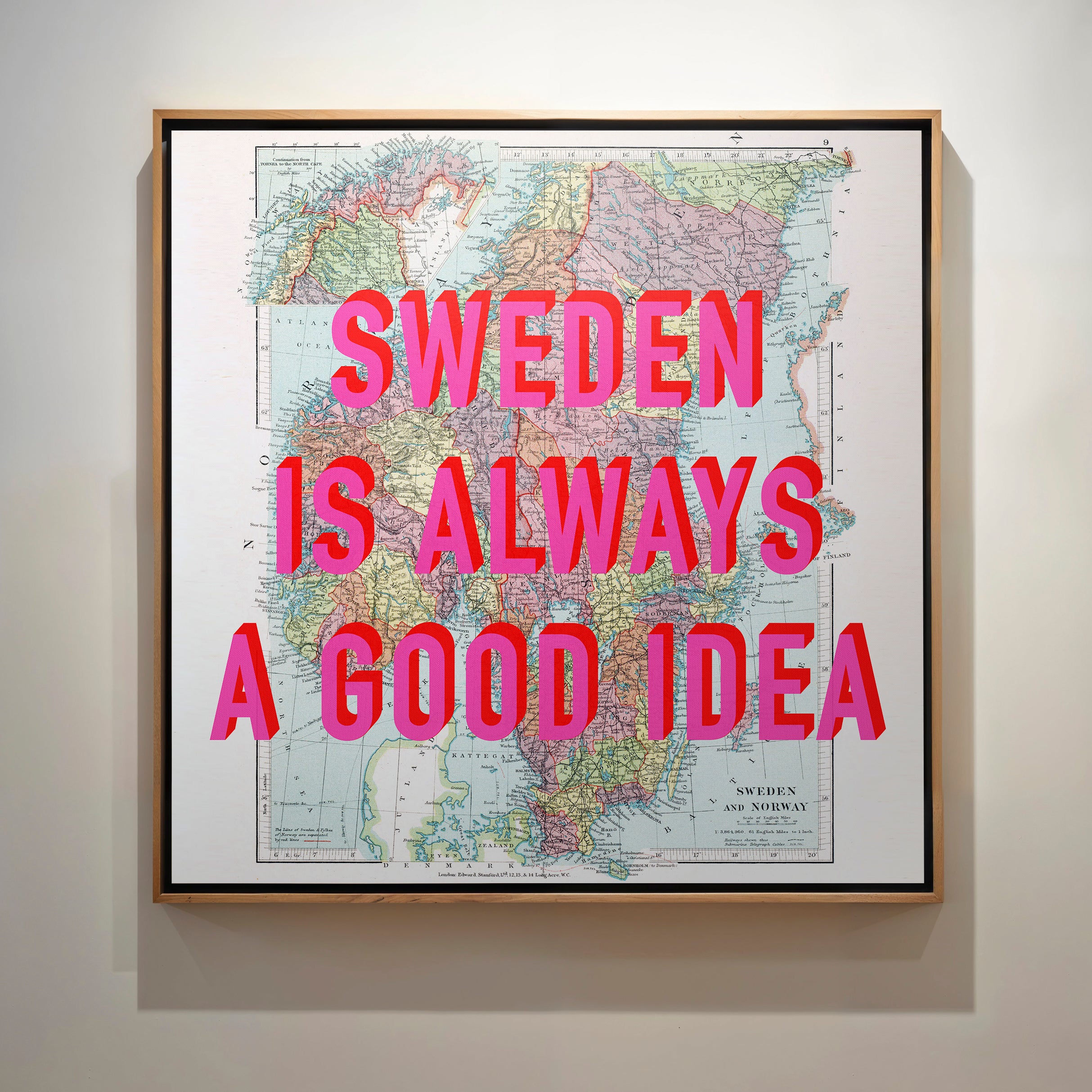 Sweden Retro Pop Art Map Print - Magic Posters